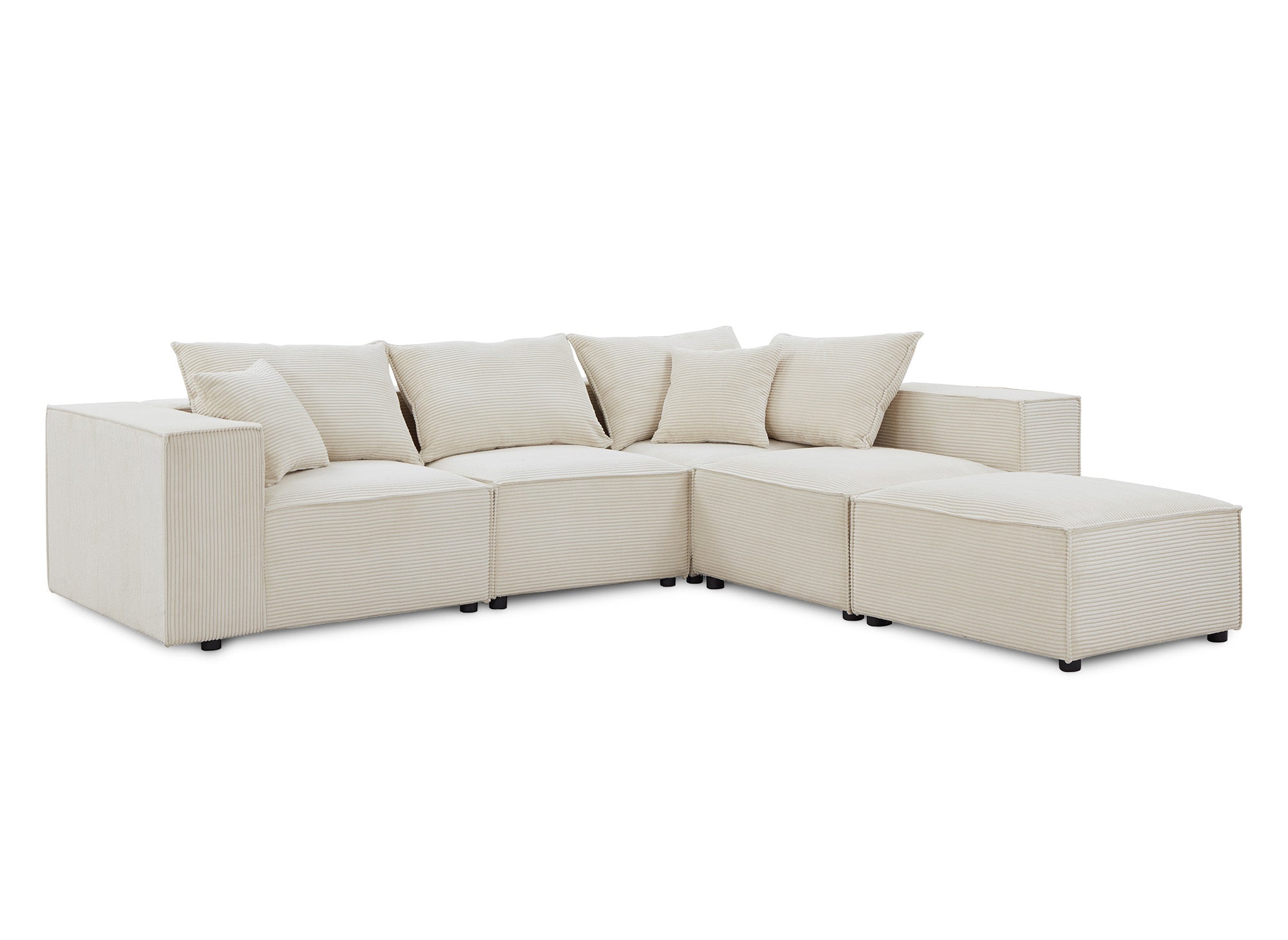 HARLEM XL modulares Ecksofa mit 1 Hocker aus dickem beigem Cord