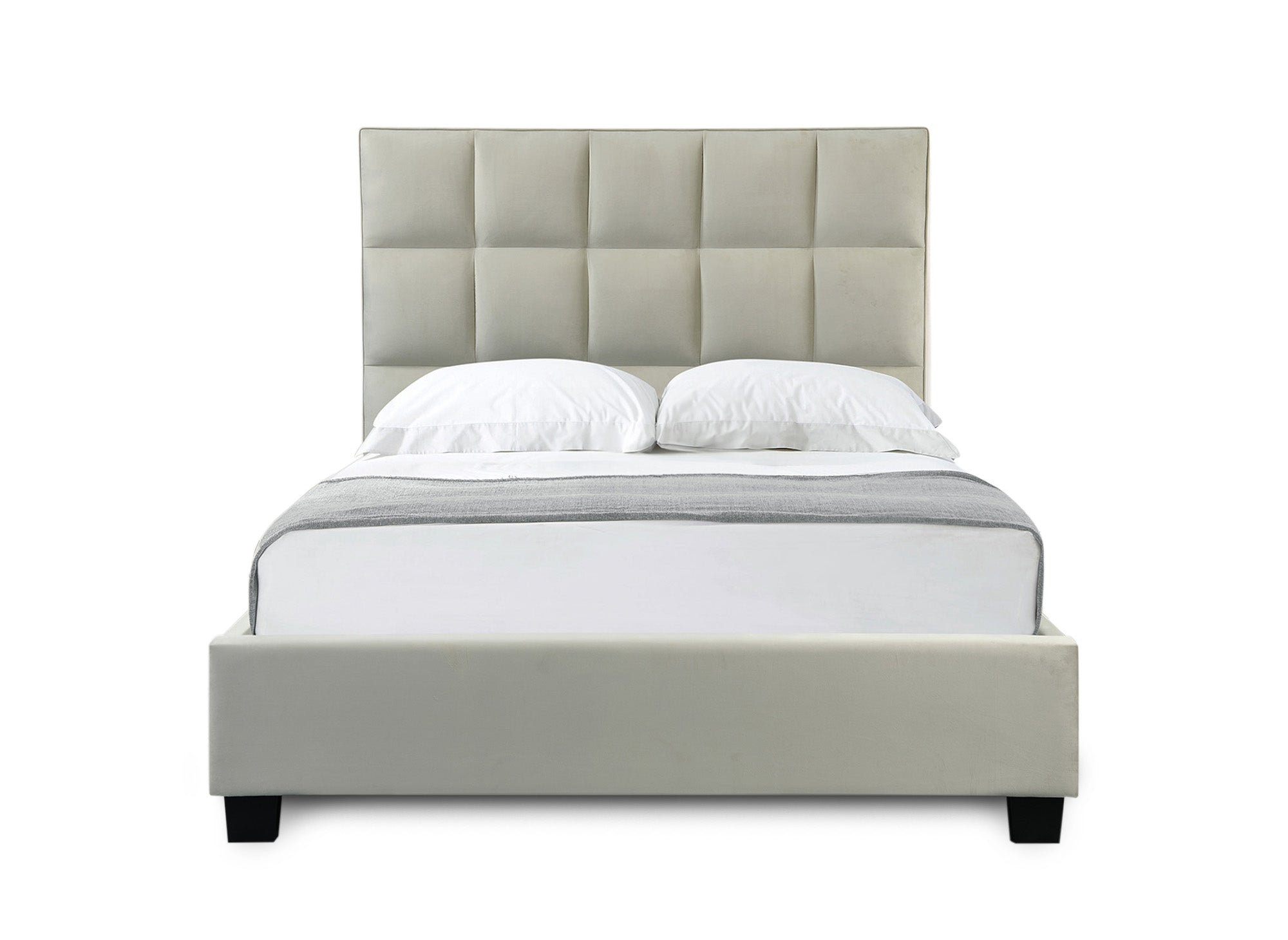 CAROLINE Designer-Bett mit Stauraum, beige, Samt, 160 x 200 cm