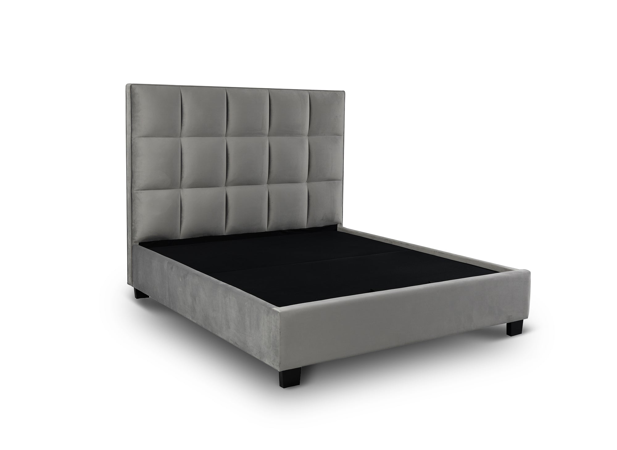 CAROLINE Designer-Bett mit Stauraum, Samt, grau, 160 x 200 cm