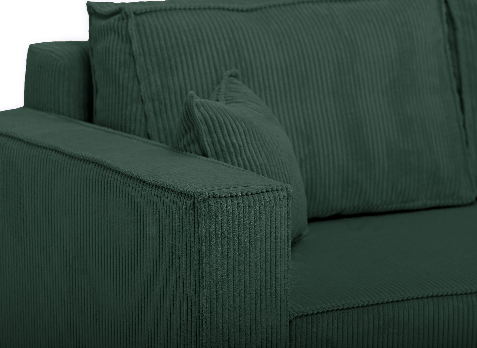 SYNA Ecksofa aus grünem Cord mit Stauraum, umwandelbar
