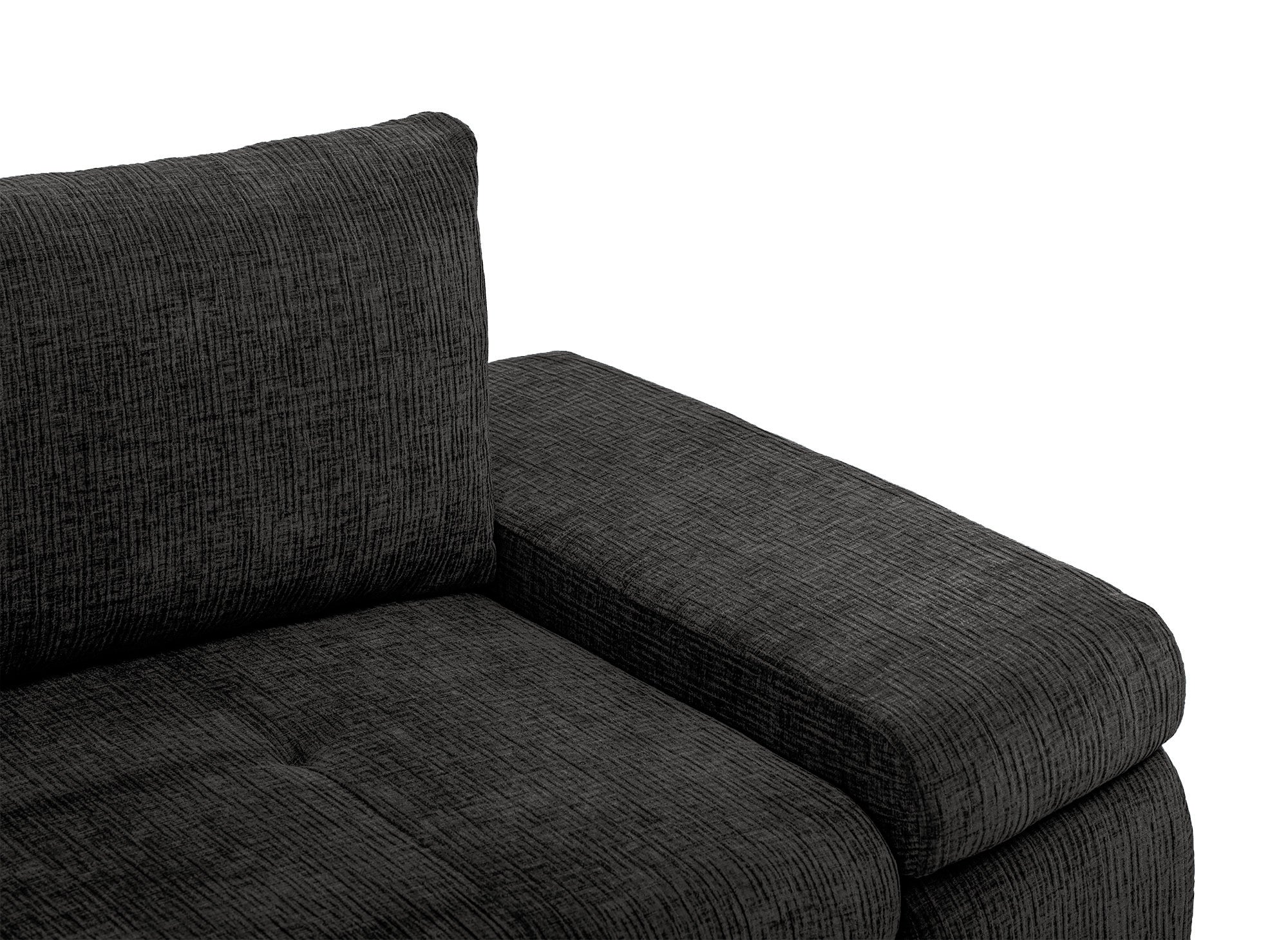 SOLEA Wende-Ecksofa mit Stauraum aus grau meliertem Samt