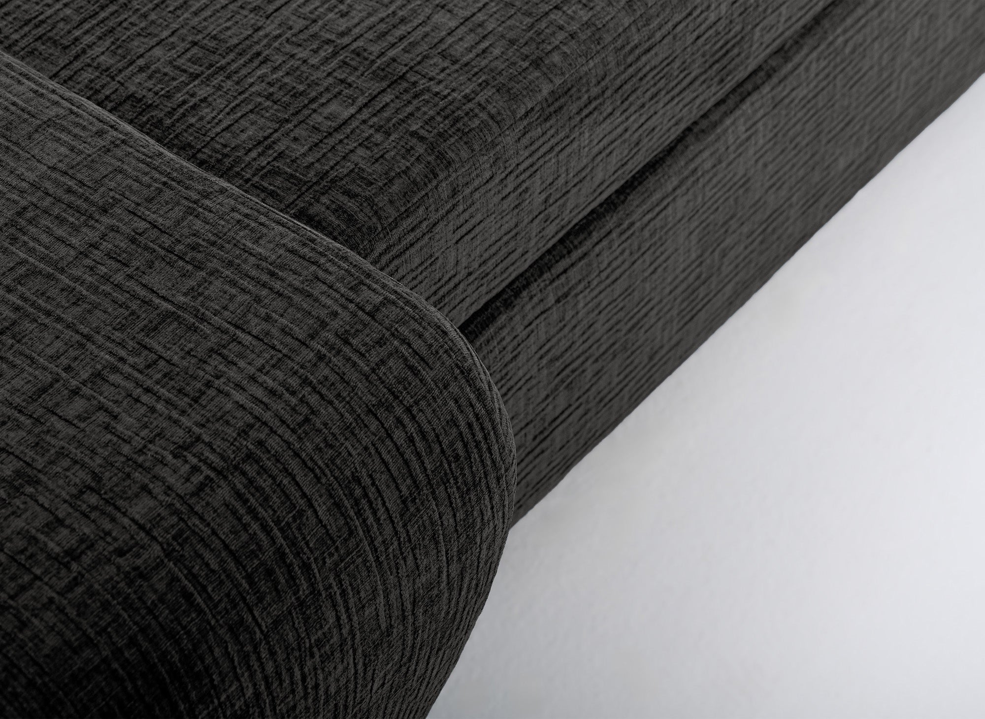 SOLEA Wende-Ecksofa mit Stauraum aus grau meliertem Samt
