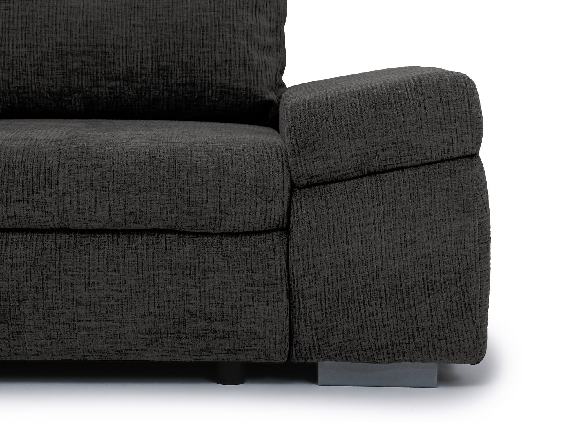 SOLEA Wende-Ecksofa mit Stauraum aus grau meliertem Samt