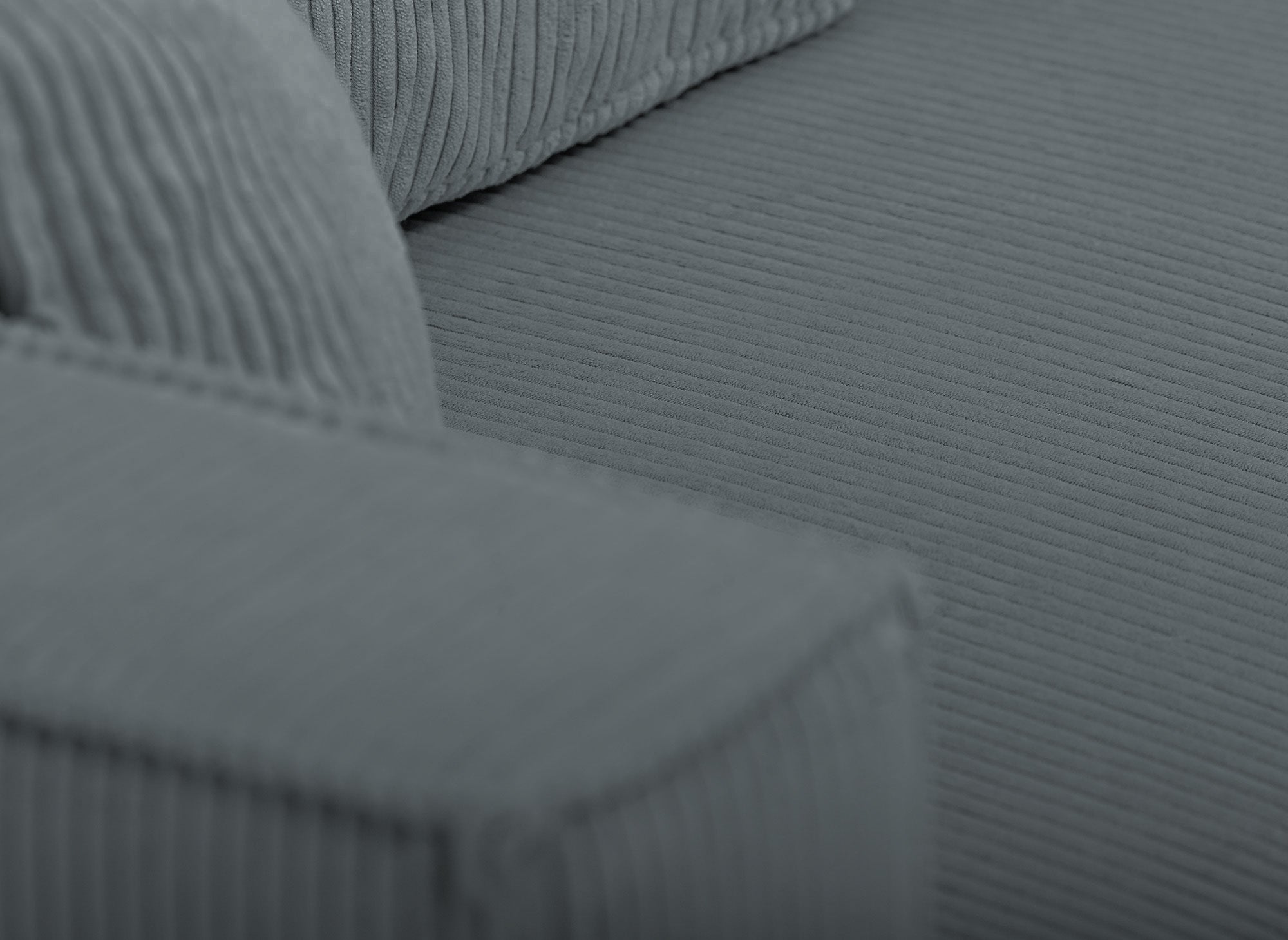 SYNA Ecksofa aus grauem Cord mit Stauraum