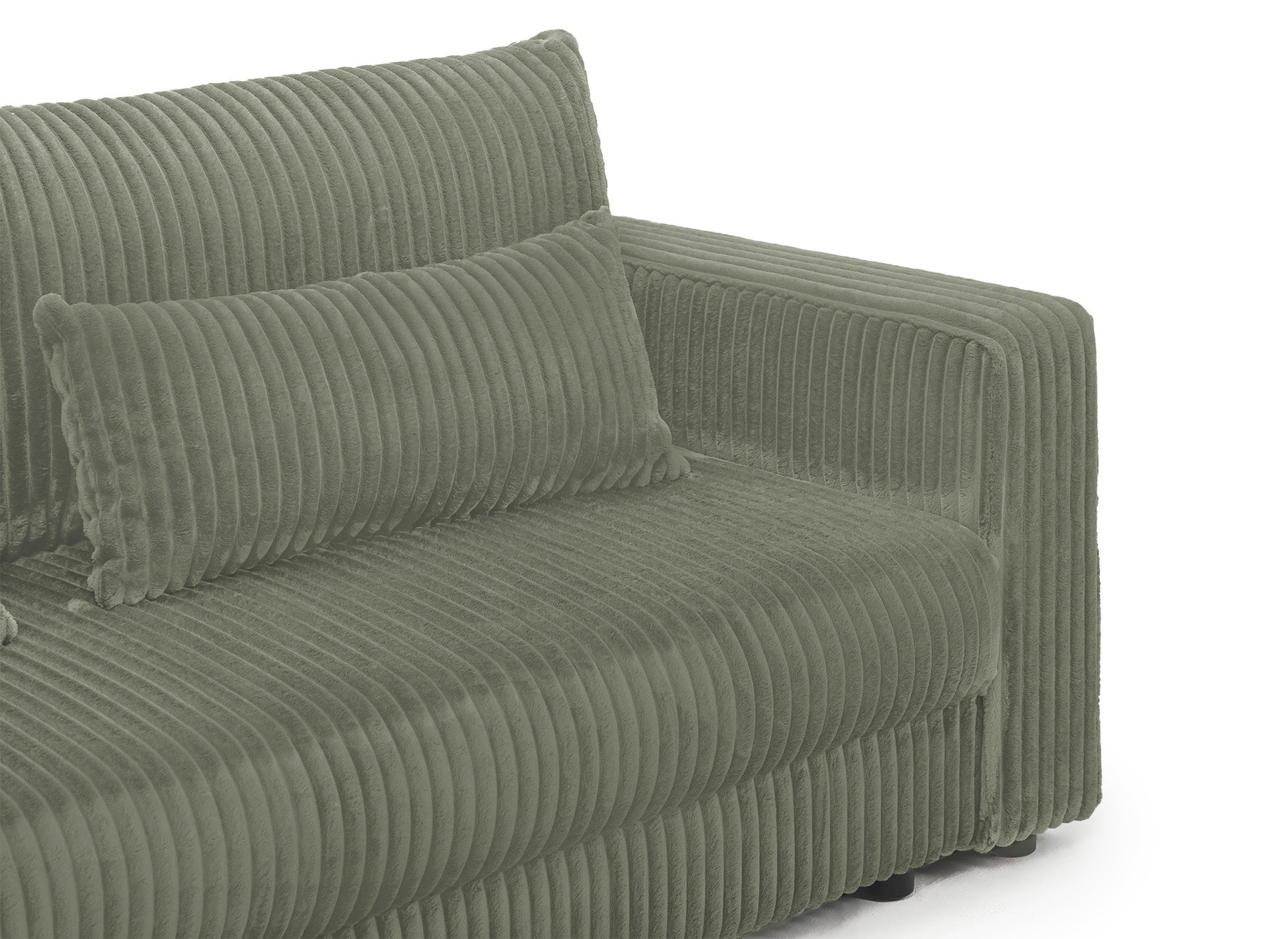 ZURIA 3-Sitzer-Schlafsofa mit Stauraum aus dickem khakigrünem Cord