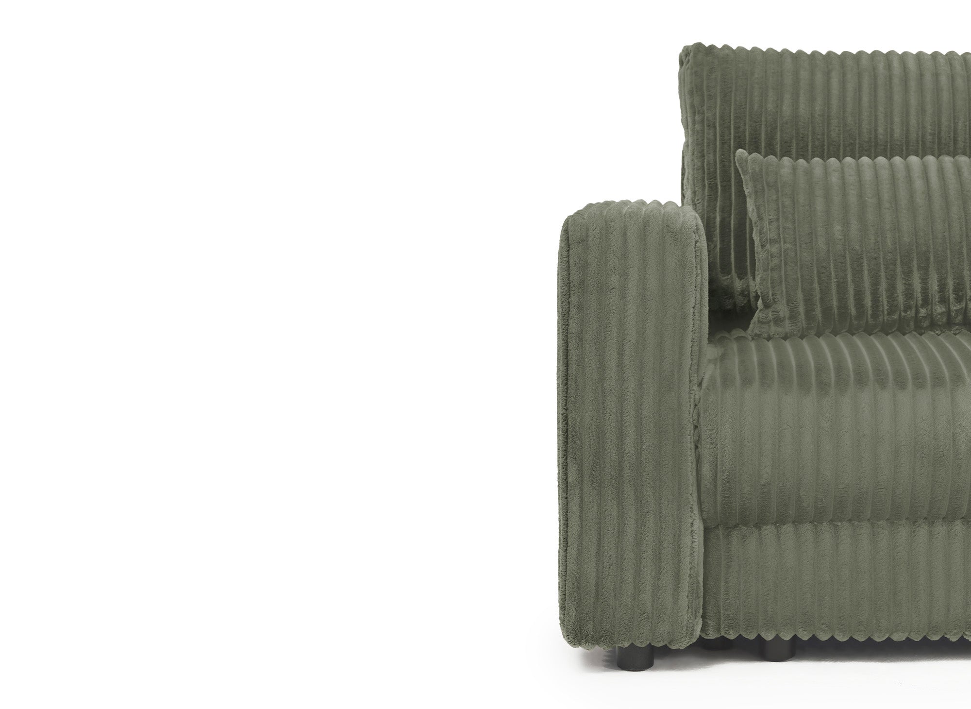 ZURIA 3-Sitzer-Schlafsofa mit Stauraum aus dickem khakigrünem Cord