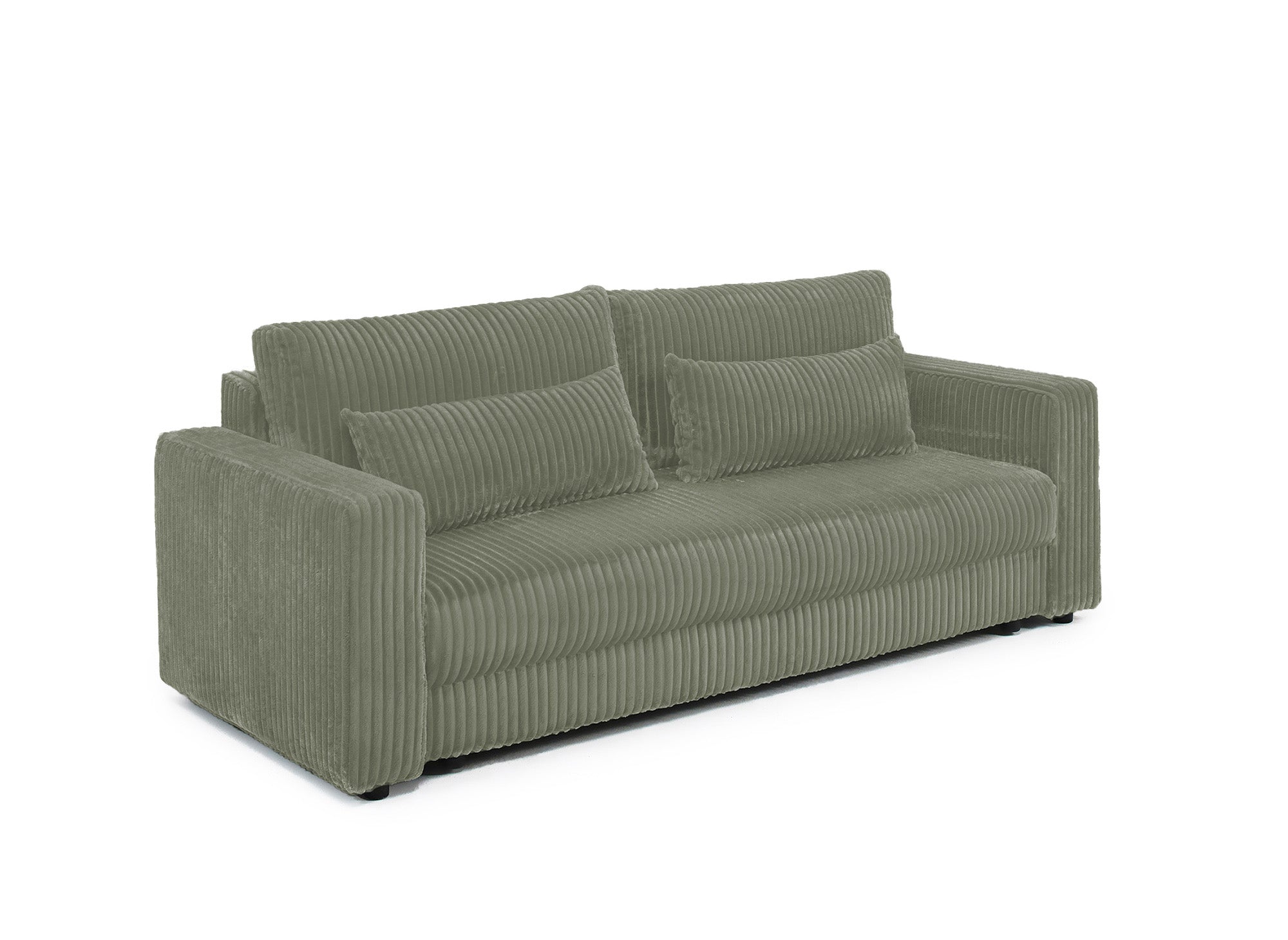 ZURIA 3-Sitzer-Schlafsofa mit Stauraum aus dickem khakigrünem Cord