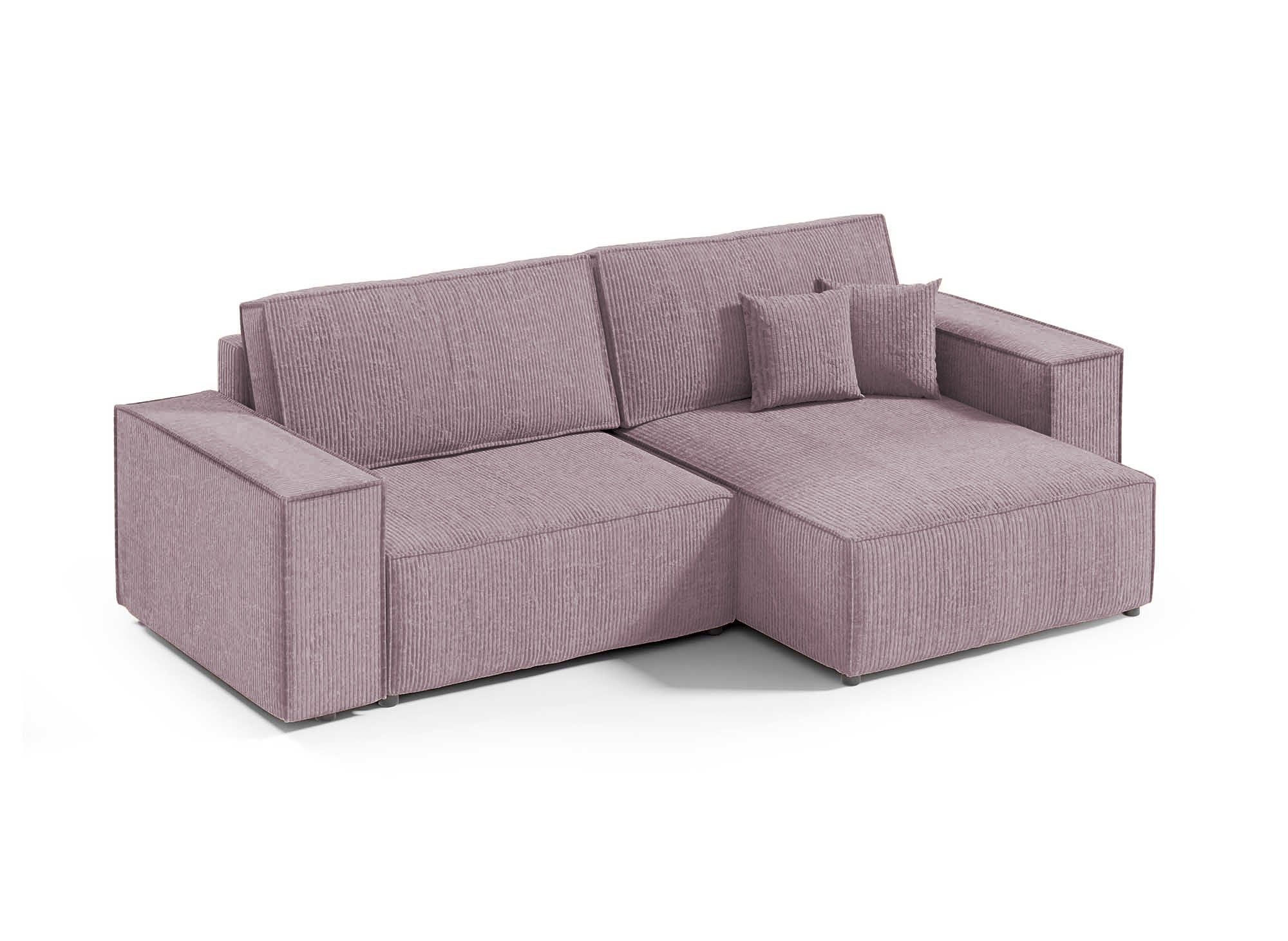 JADE MINI, umwandelbares und wendbares Ecksofa aus fliederfarbenem Cord mit Stauraum