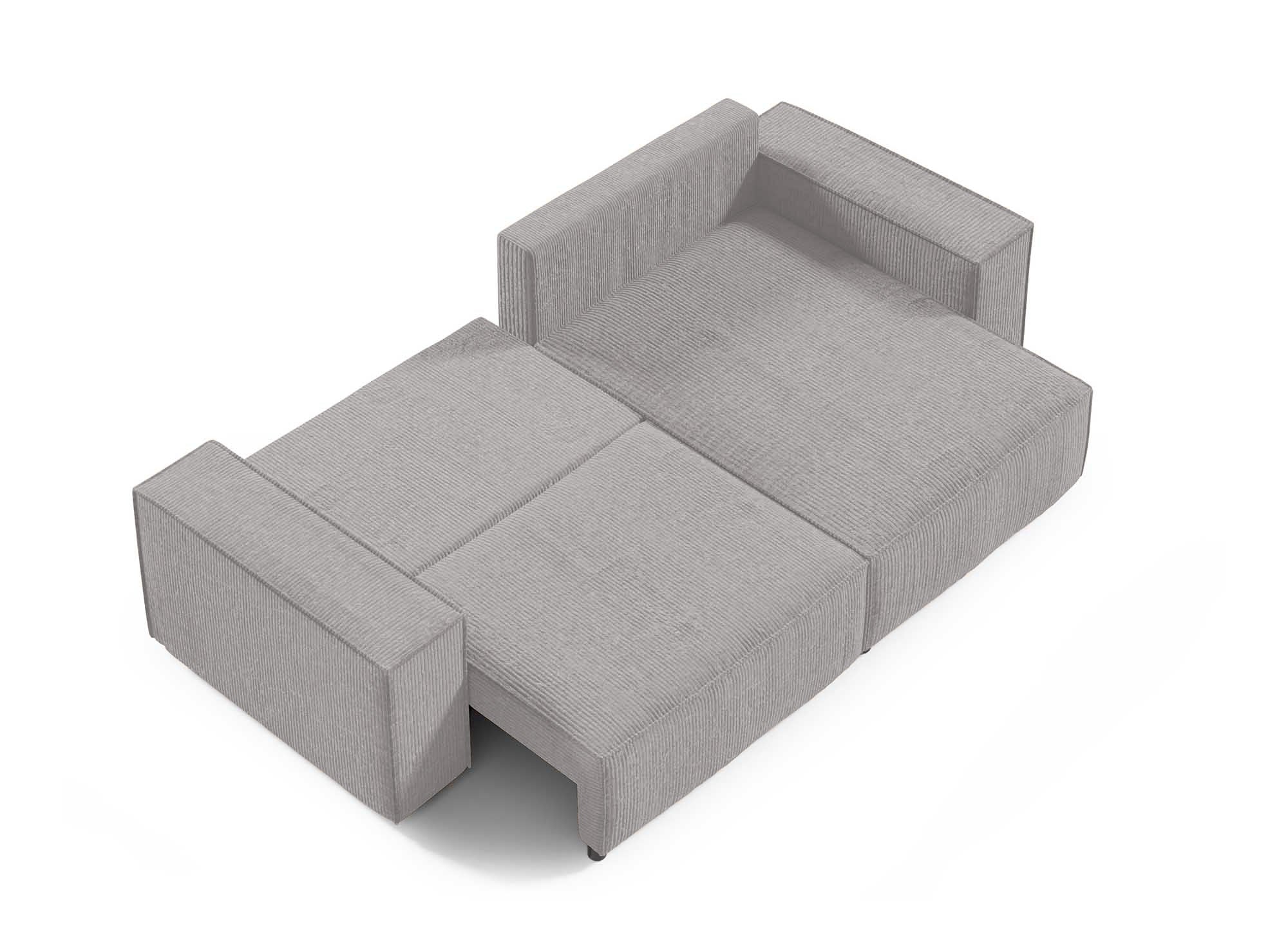 JADE MINI Ecksofa aus grauem Cord mit Stauraum, umwandelbar und wendbar