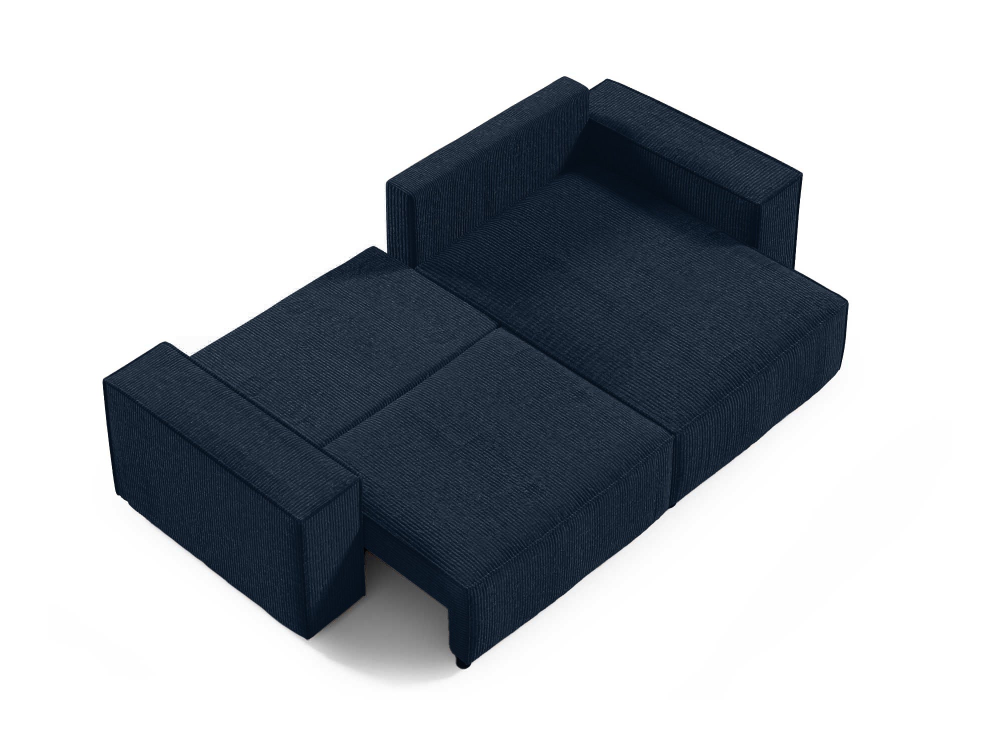JADE MINI Ecksofa aus blauem Cord mit Stauraum, umwandelbar und wendbar