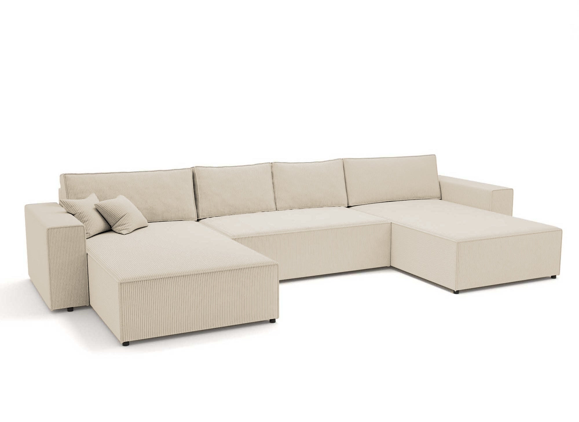 JADE Beige Cord Cabrio Panorama Sofa mit Stauraum