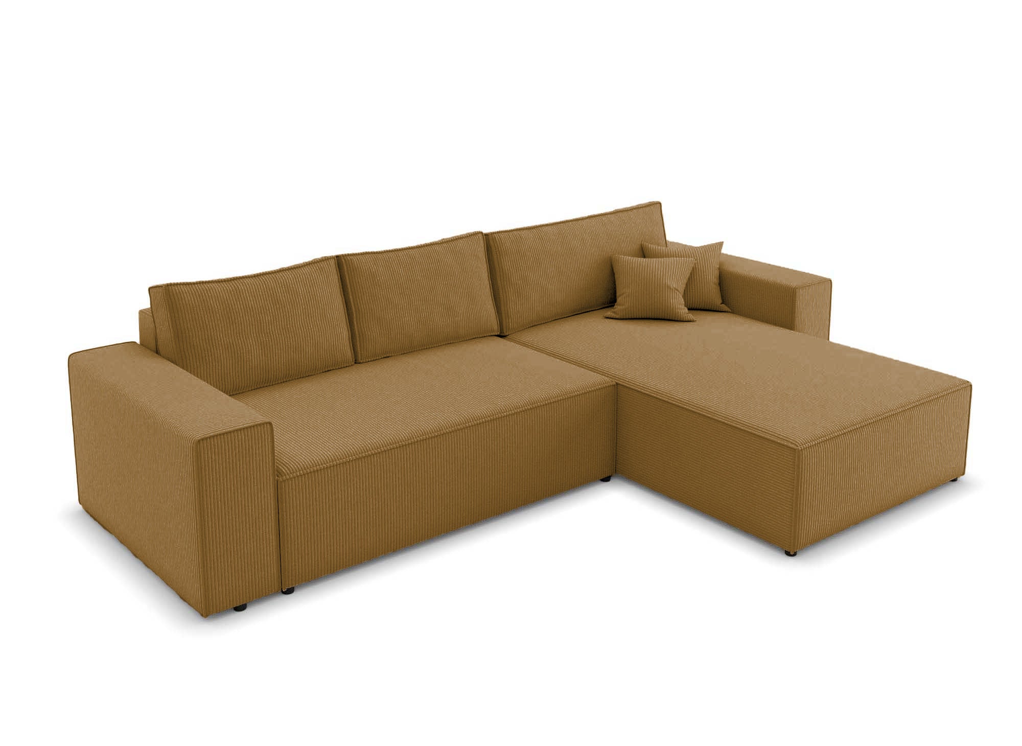 JADE umwandelbares und wendbares Ecksofa mit Stauraum aus senffarbenem Cord