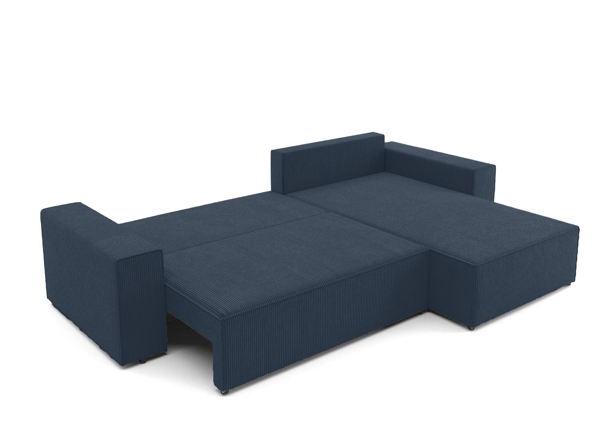 JADE Ecksofa aus dunkelblauem Cord mit Stauraum, umwandelbar