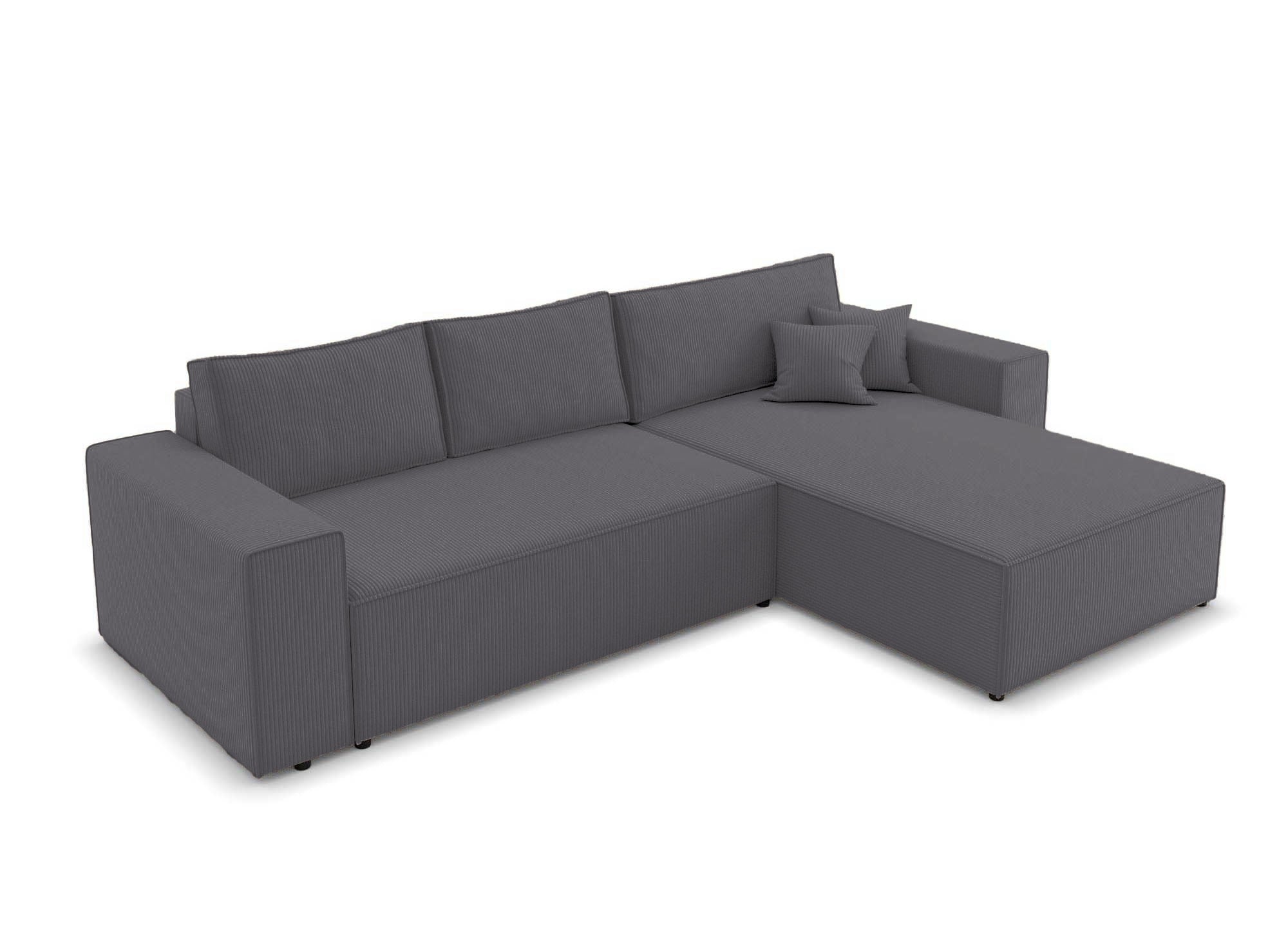 JADE Wandelbares und wendbares Ecksofa mit Stauraum aus anthrazitgrauem Cord