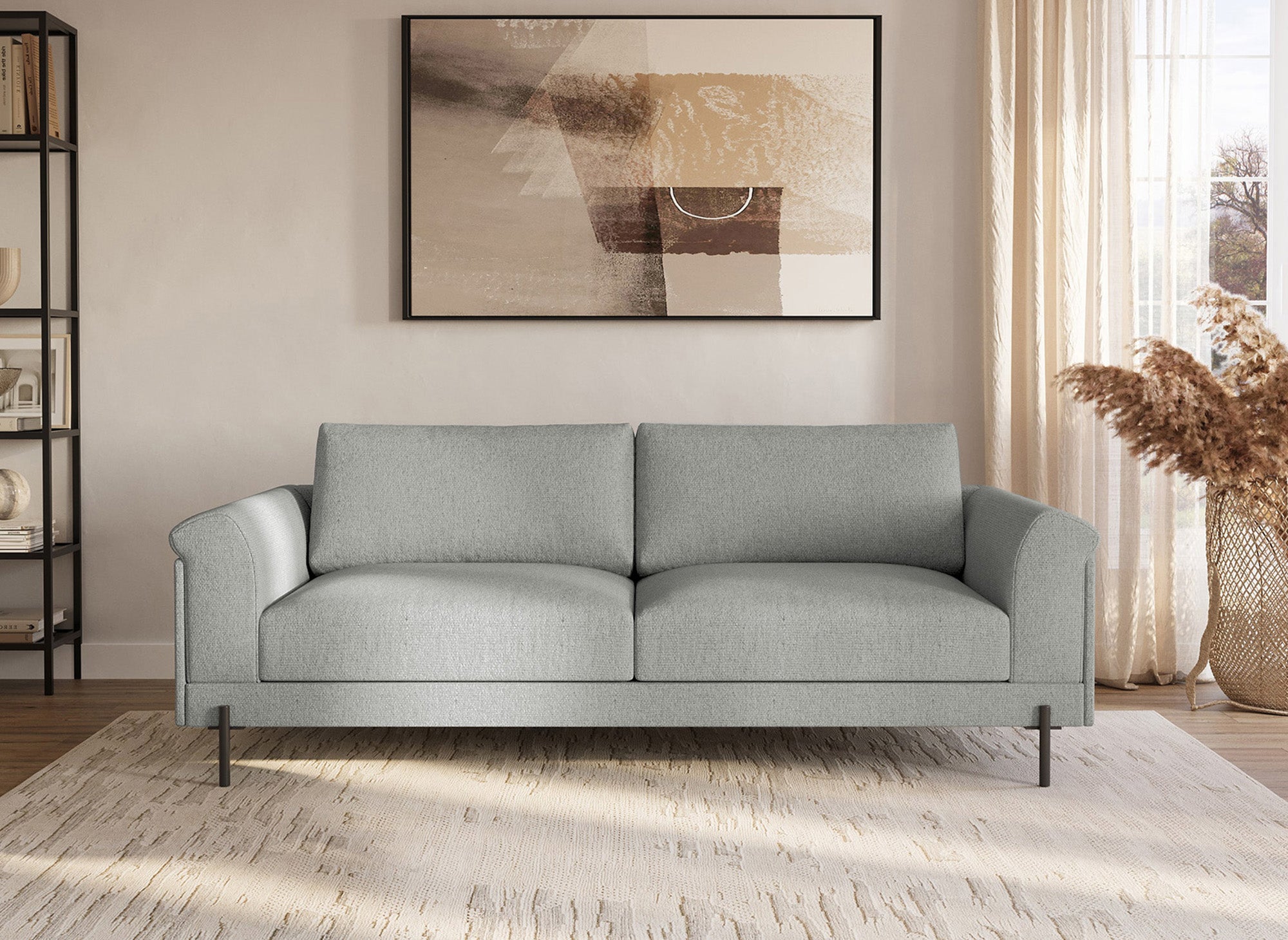 Modernes gerades 3-Sitzer-Sofa aus hellgrauem Stoff LEIA