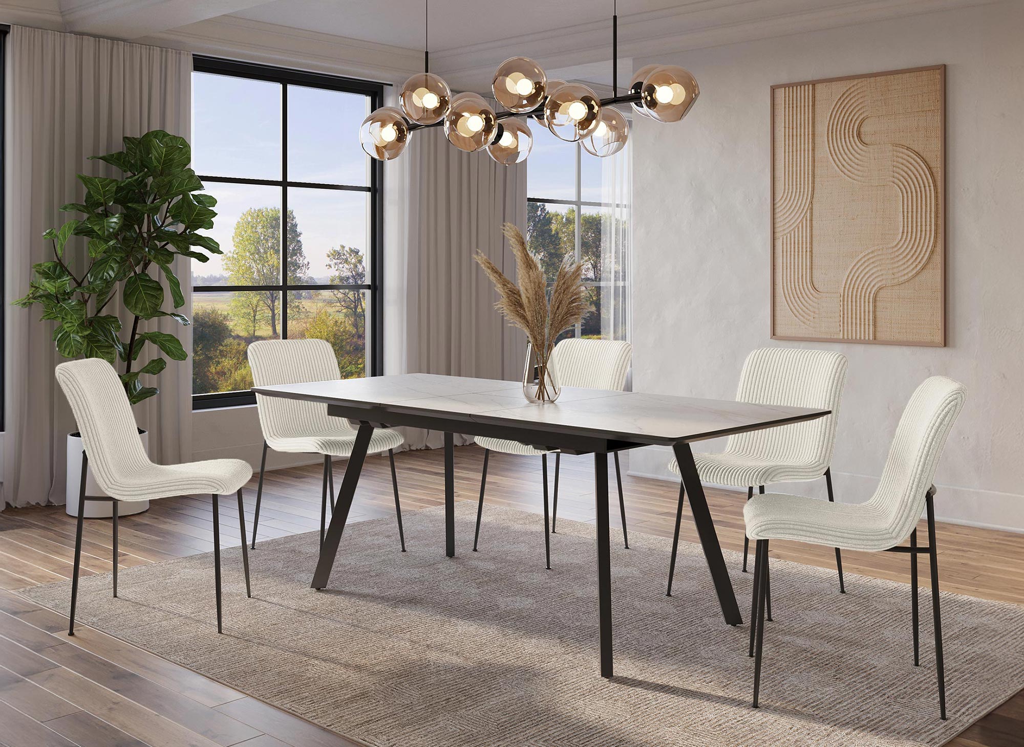 4er-Set beige Cordstühle CHERYL