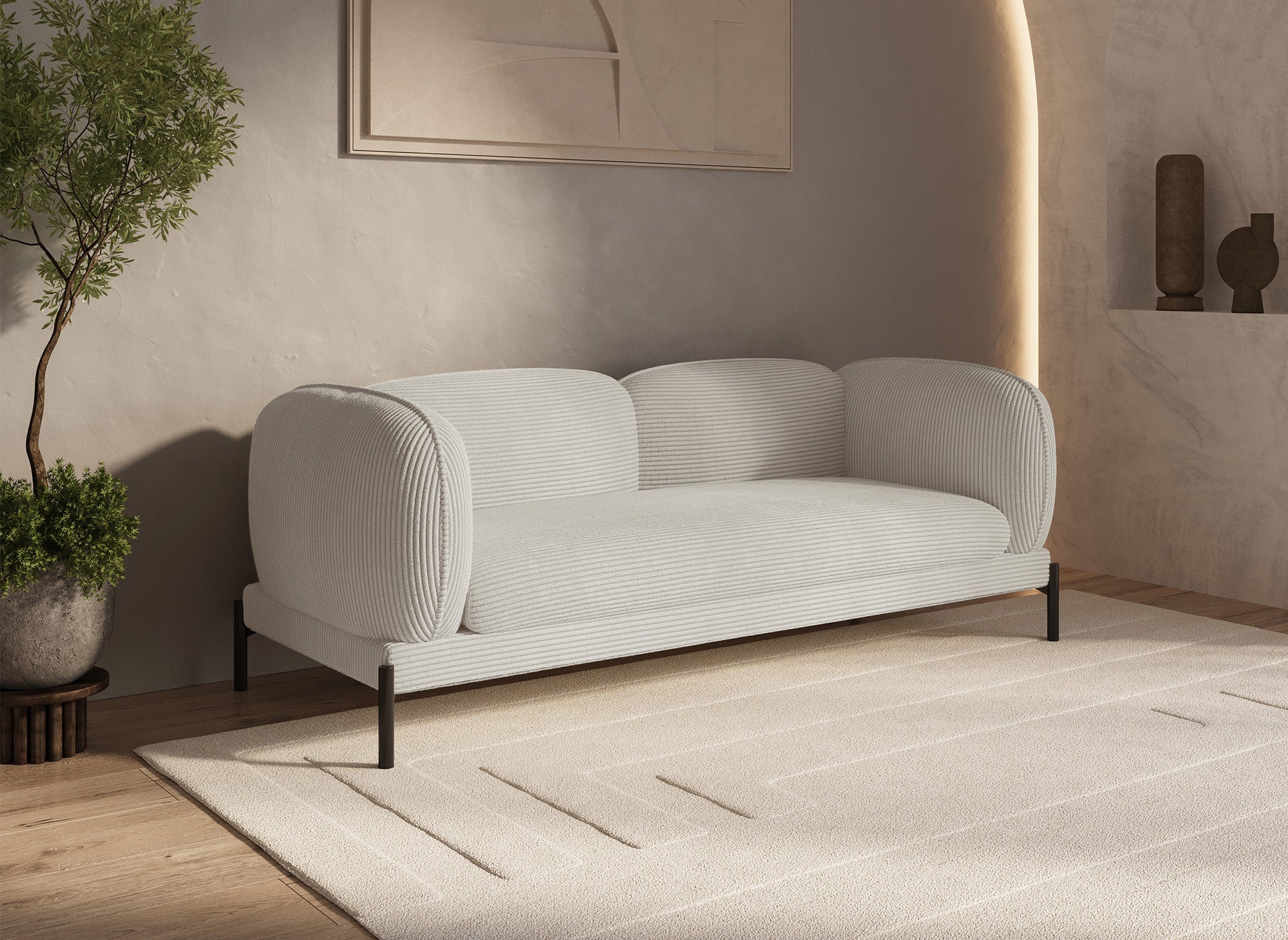 ANDREA beiges Cord-3-Sitzer-Sofa