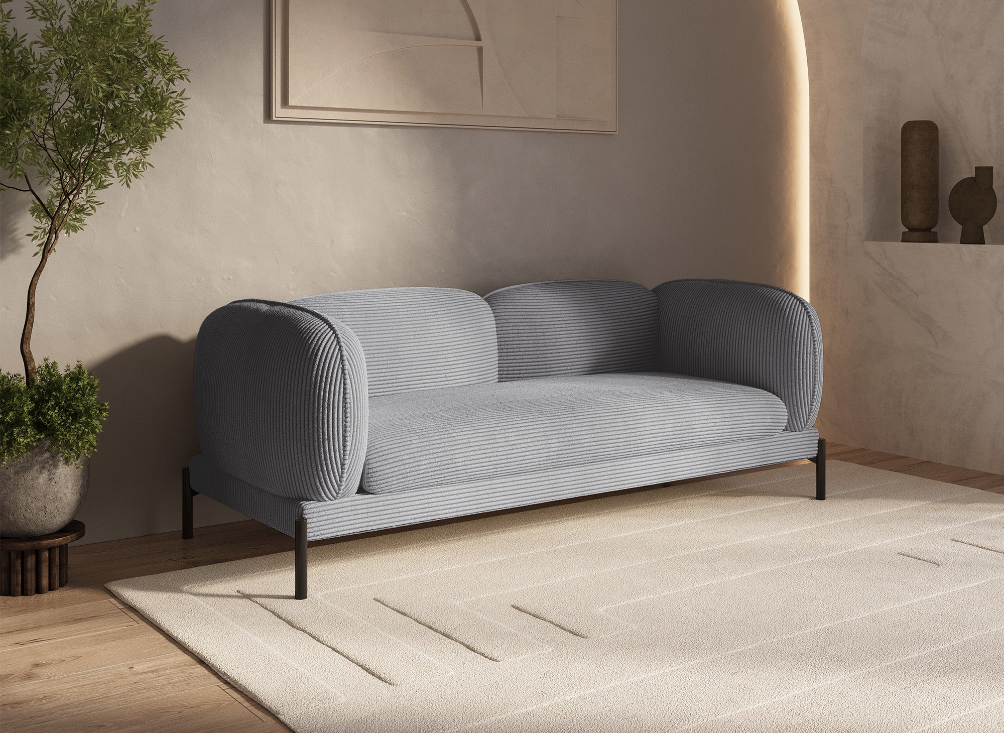 ANDREA 3-Sitzer-Sofa aus grauem Cord