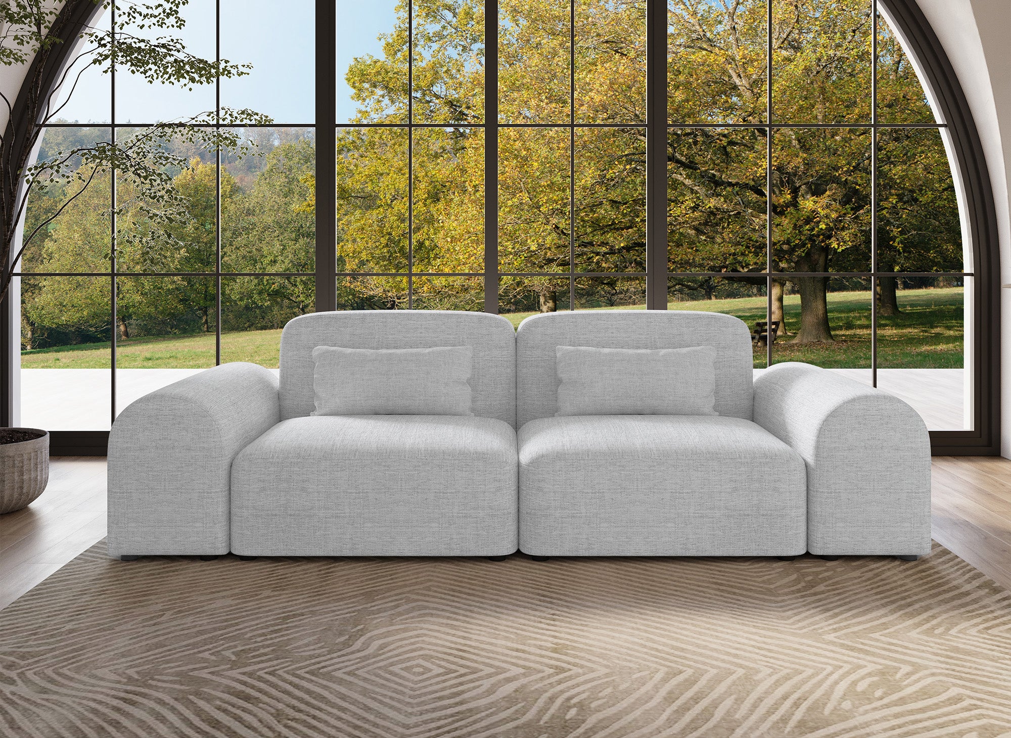Modernes 3-Sitzer-Sofa EMMA aus grauem Stoff