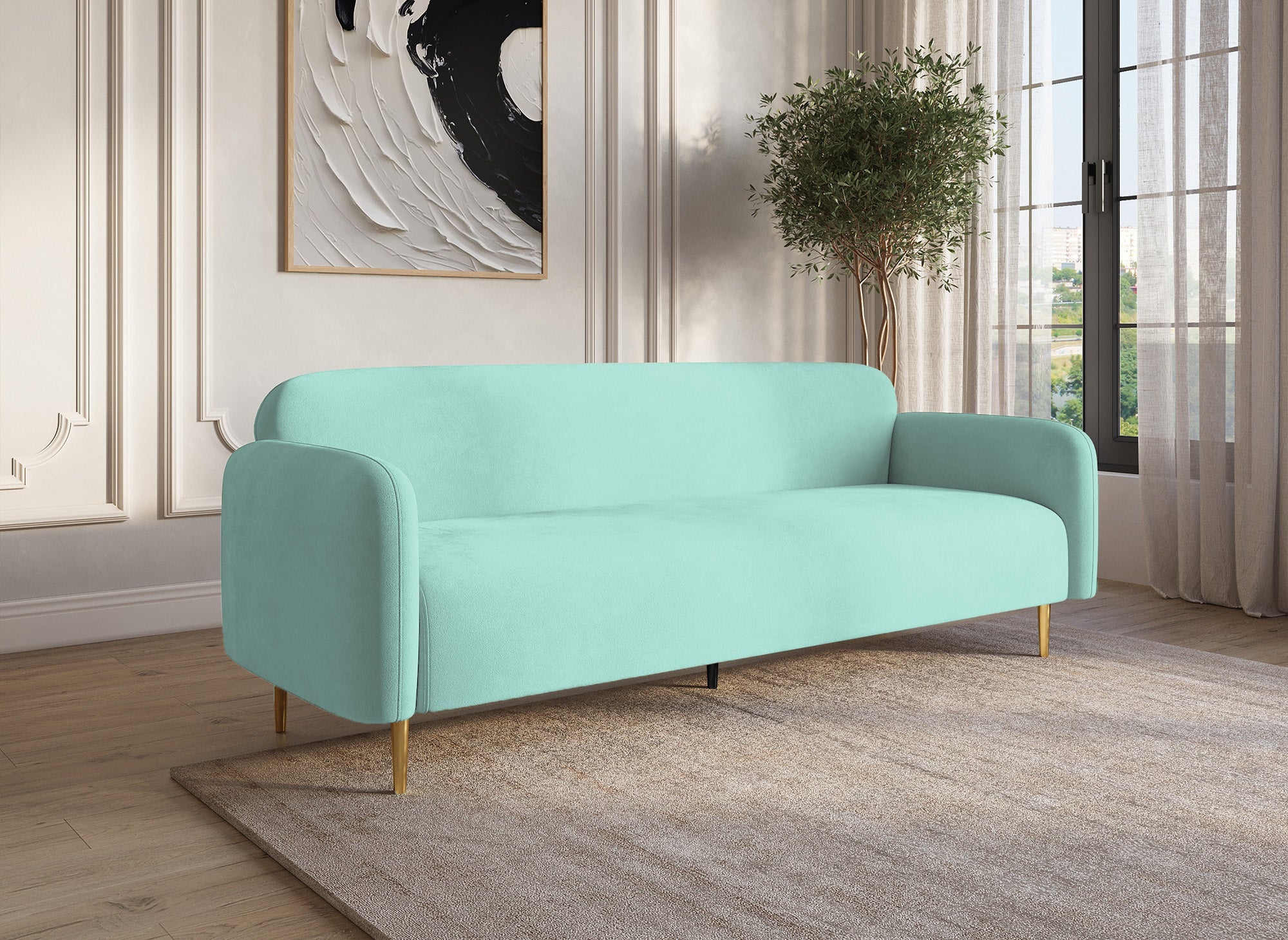 MARILYNE 3-Sitzer-Sofa aus wassergrünem Samt