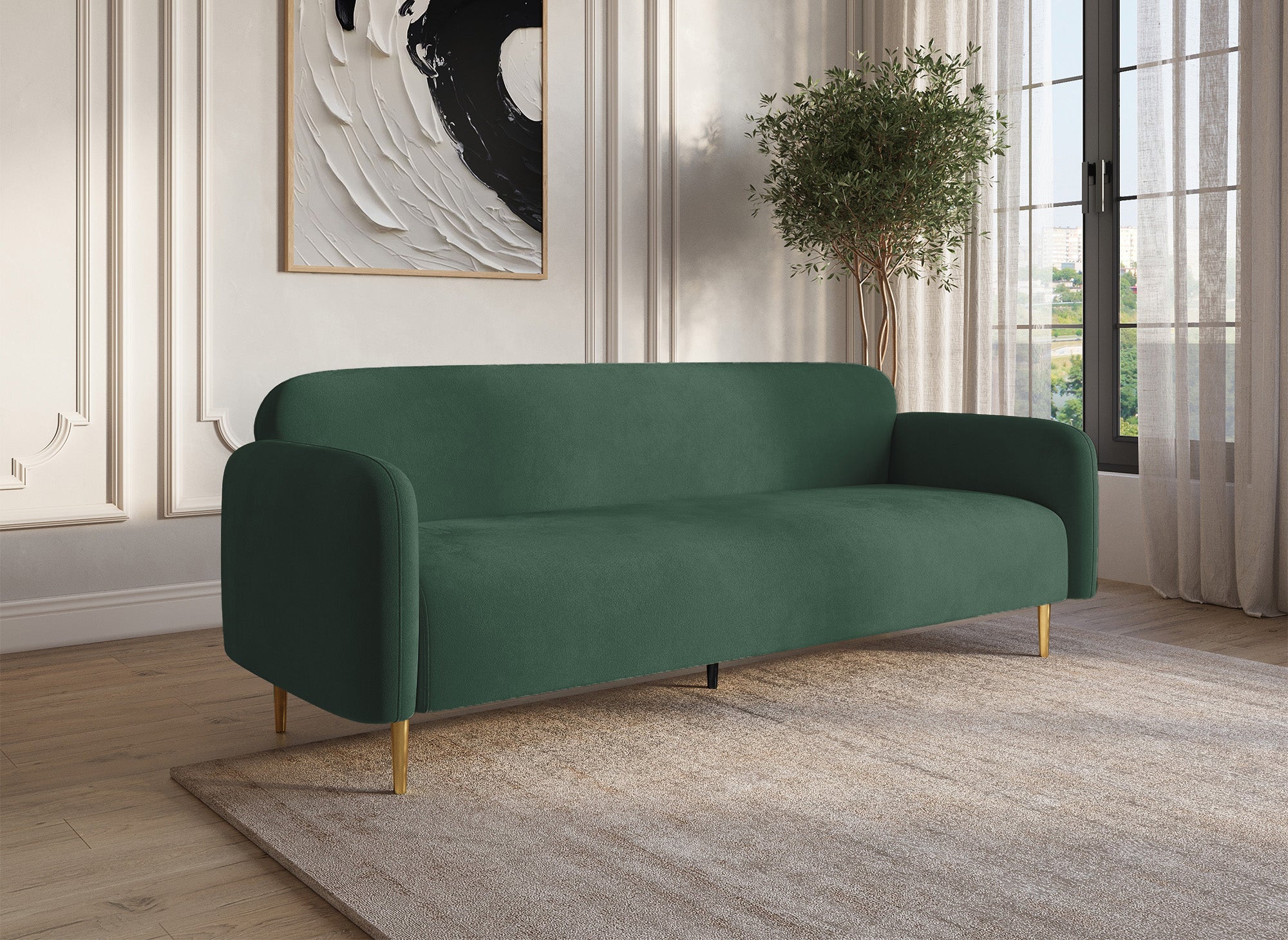 MARILYNE 3-Sitzer-Sofa aus grünem Samt