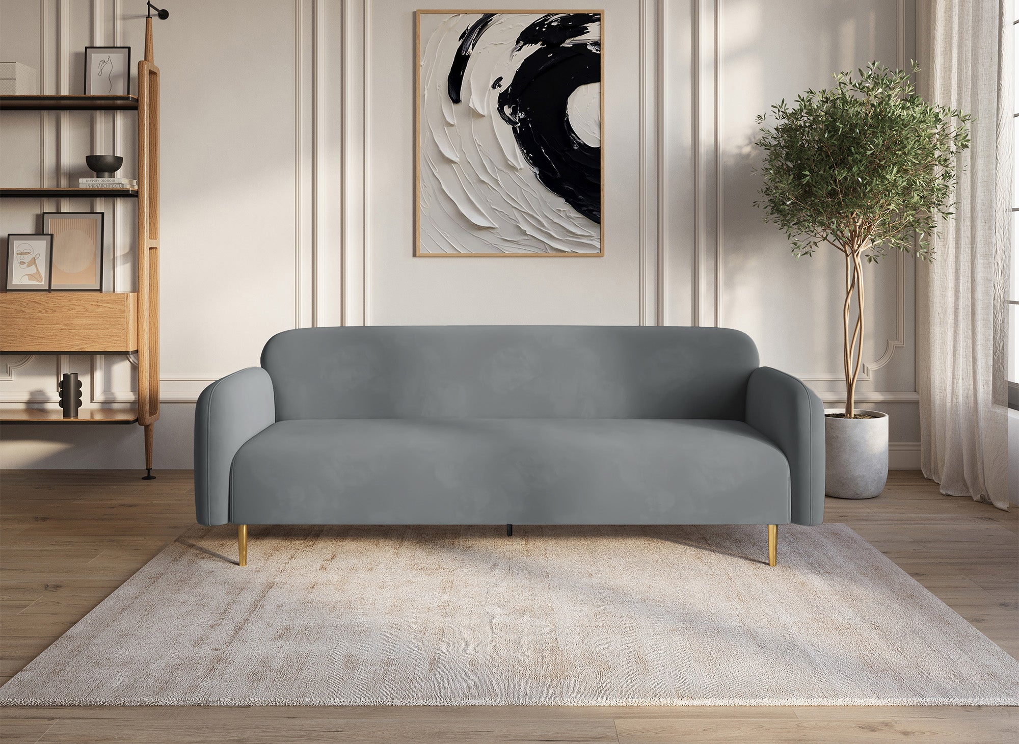 MARILYNE 3-Sitzer-Sofa aus grauem Samt