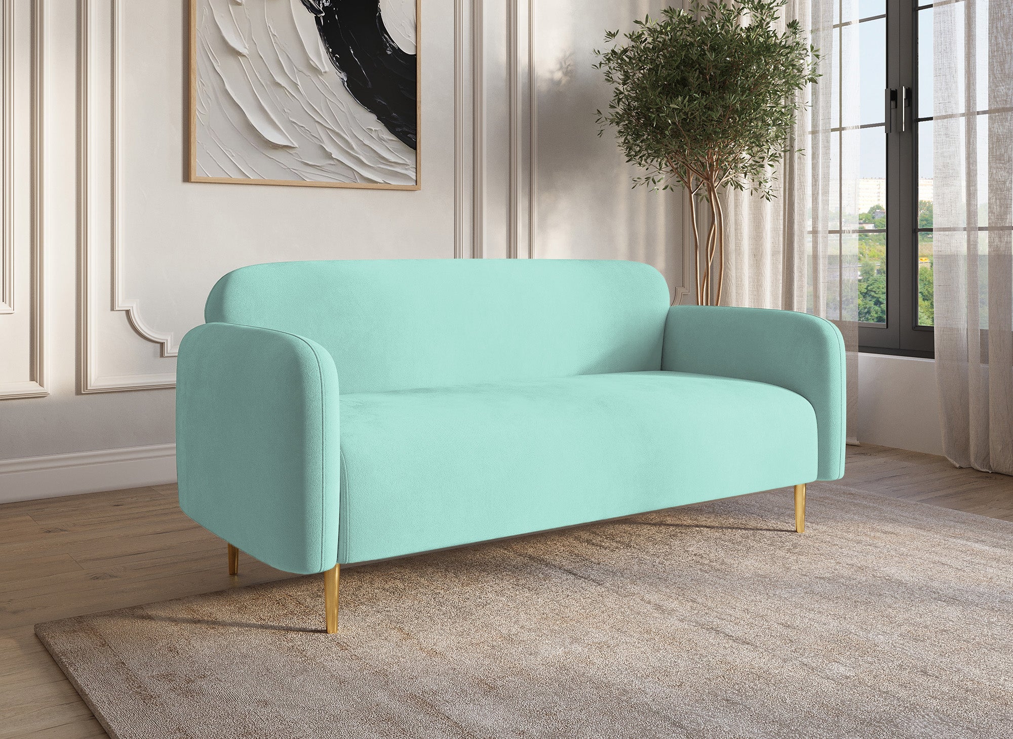 MARILYNE 2-Sitzer-Sofa aus wassergrünem Samt