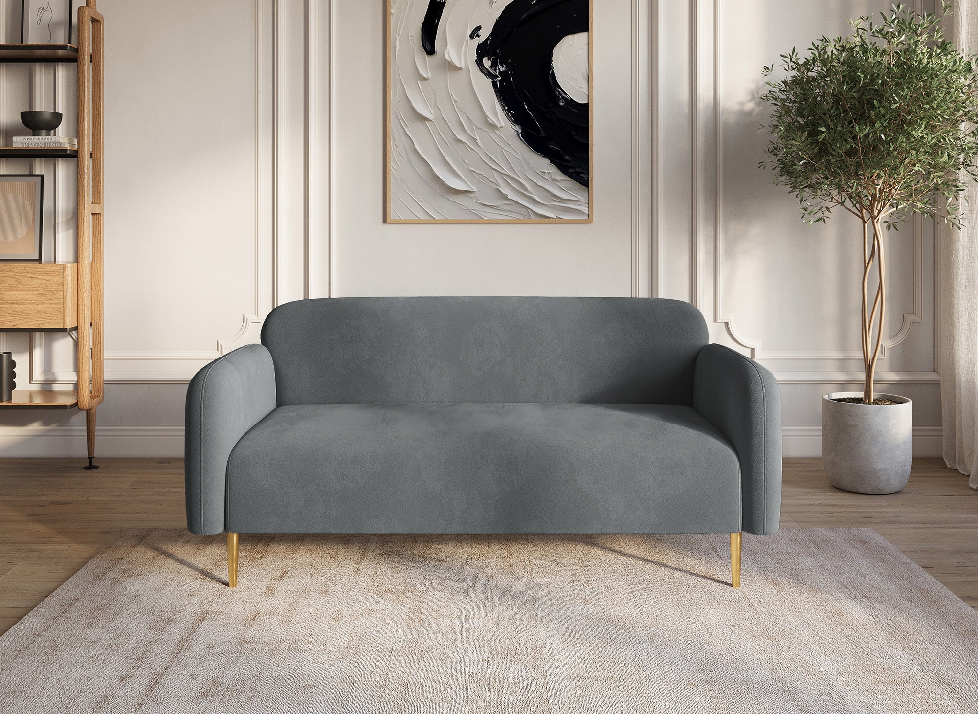 MARILYNE 2-Sitzer-Sofa aus grauem Samt