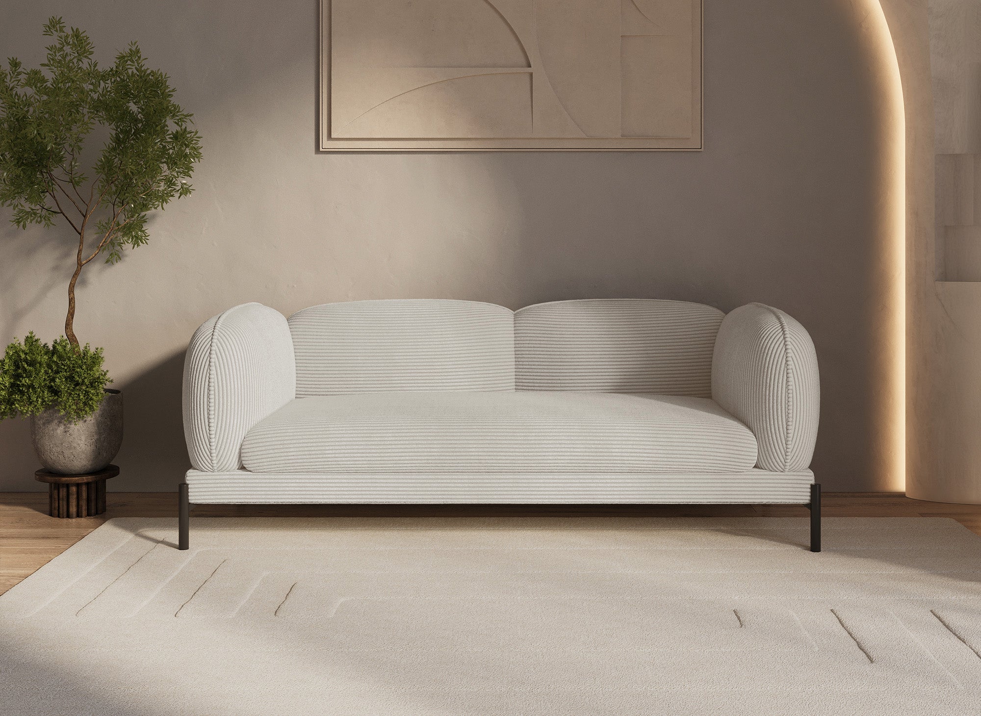 ANDREA beiges Cord-3-Sitzer-Sofa