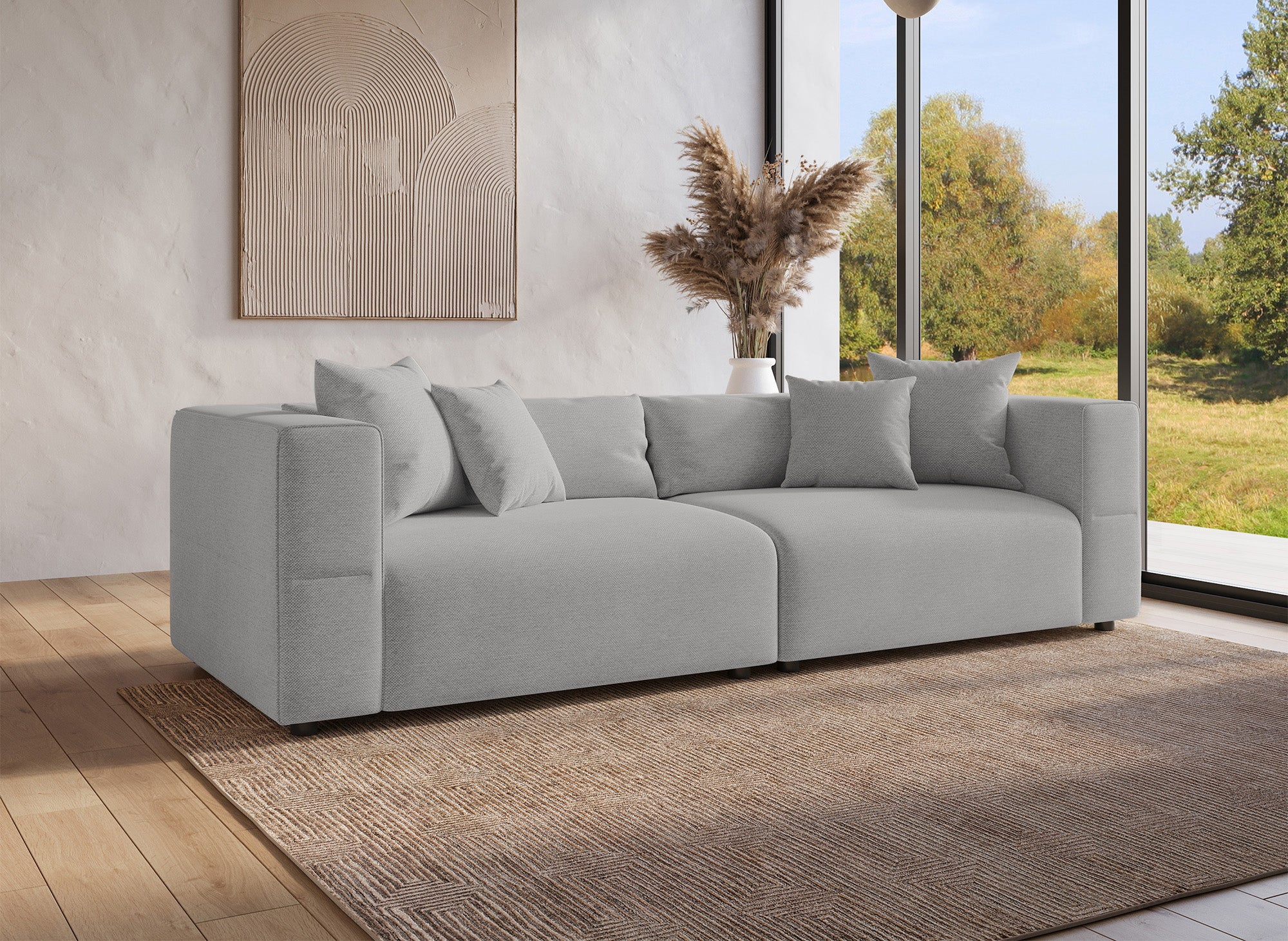 EVELYNE 4-Sitzer-Sofa aus grauem Stoff