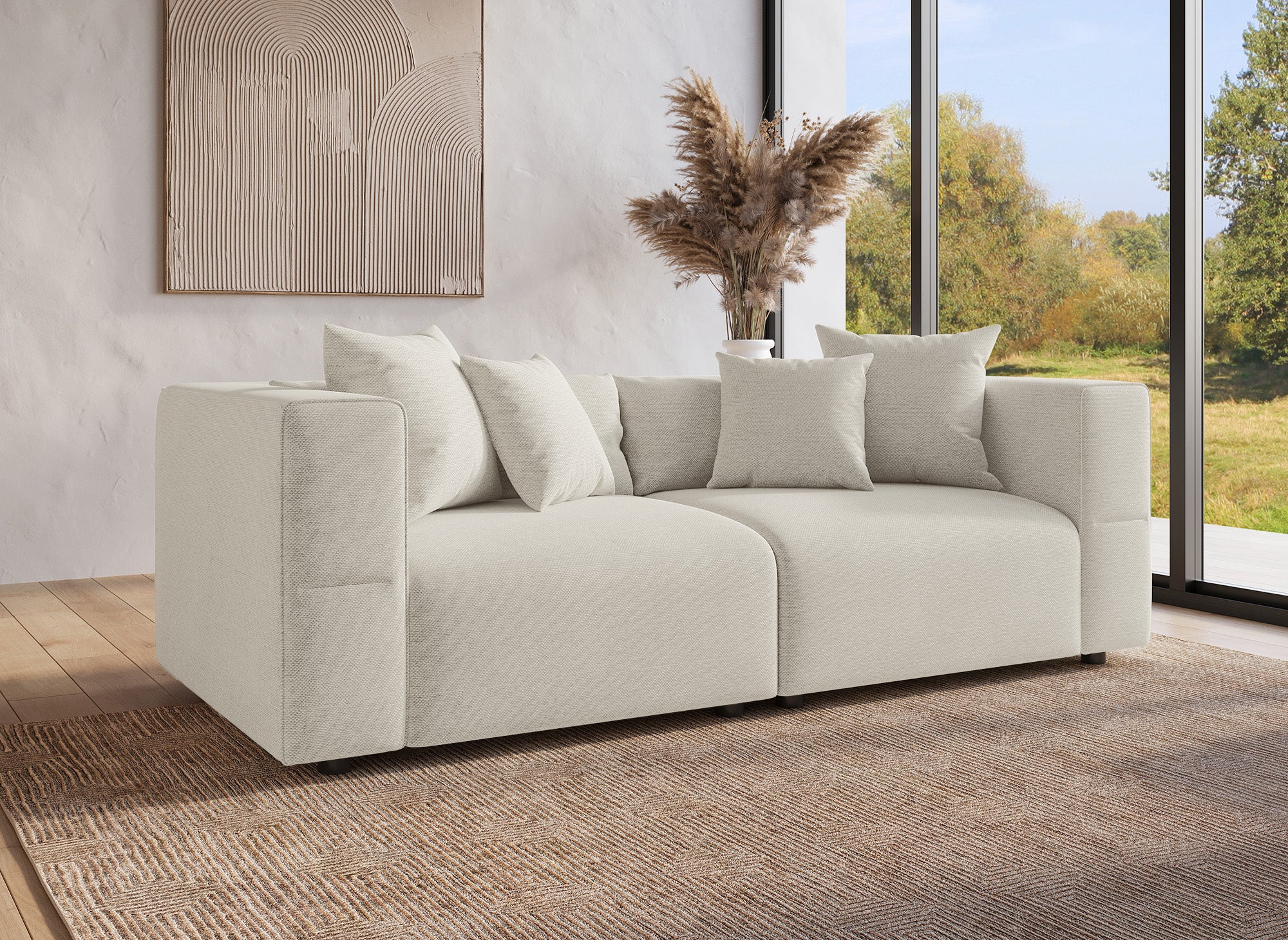 EVELYNE 3-Sitzer-Sofa aus beigefarbenem Stoff