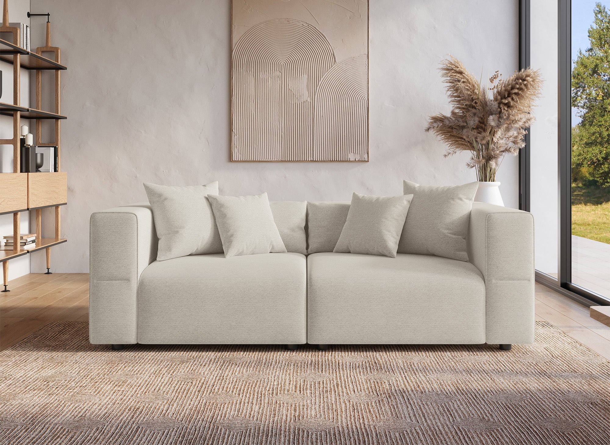 EVELYNE 3-Sitzer-Sofa aus beigefarbenem Stoff