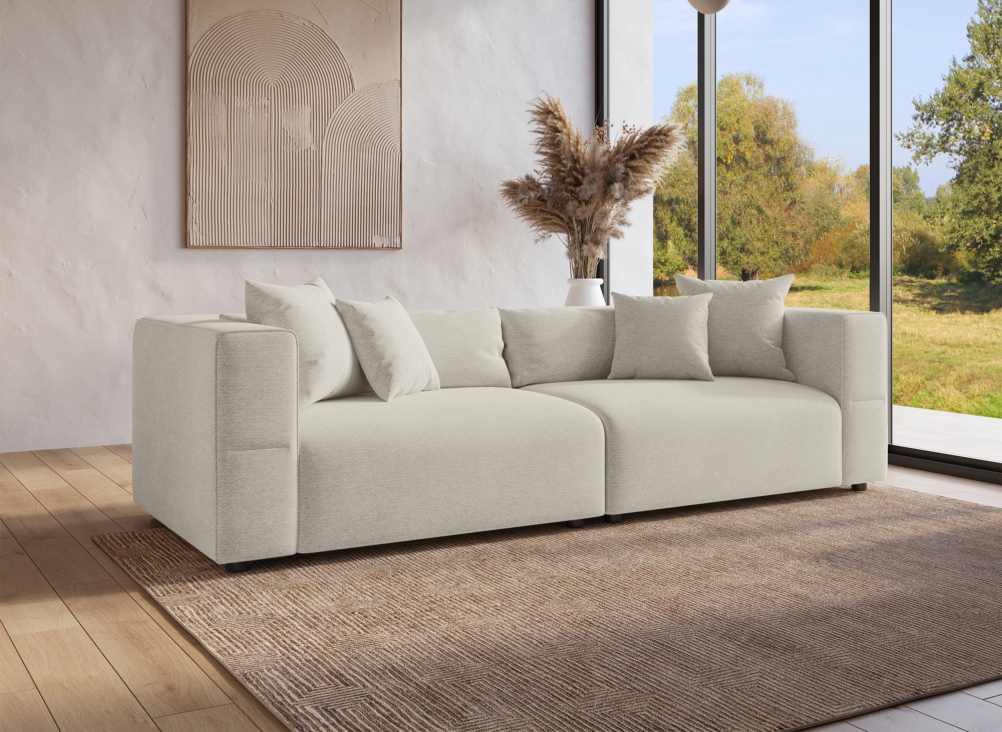 EVELYNE 4-Sitzer-Sofa aus beigefarbenem Stoff