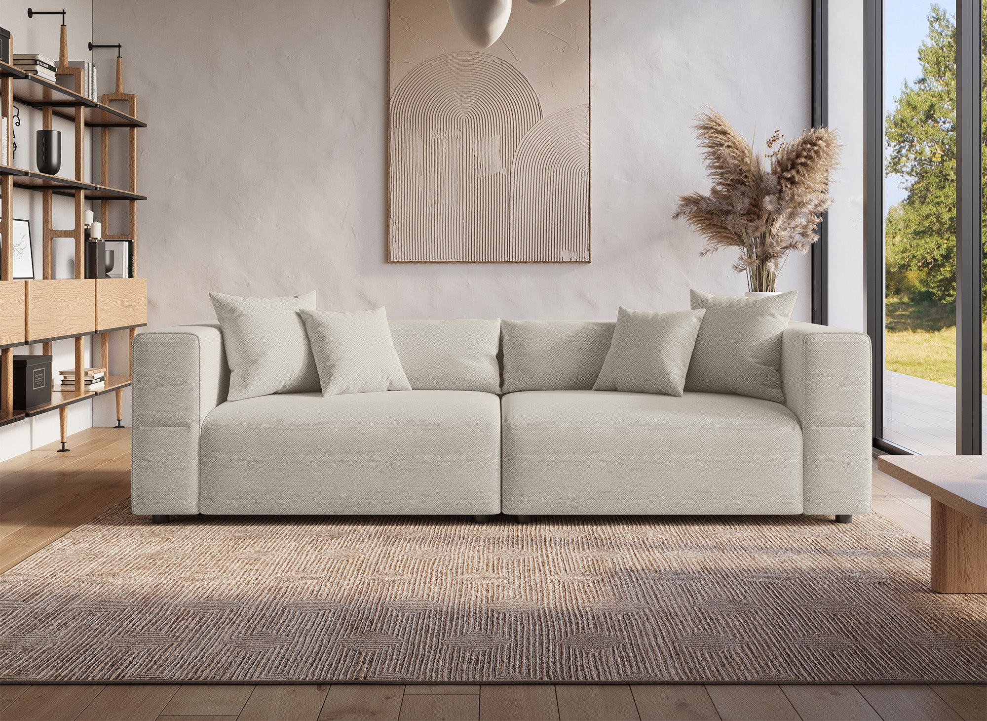 EVELYNE 4-Sitzer-Sofa aus beigefarbenem Stoff