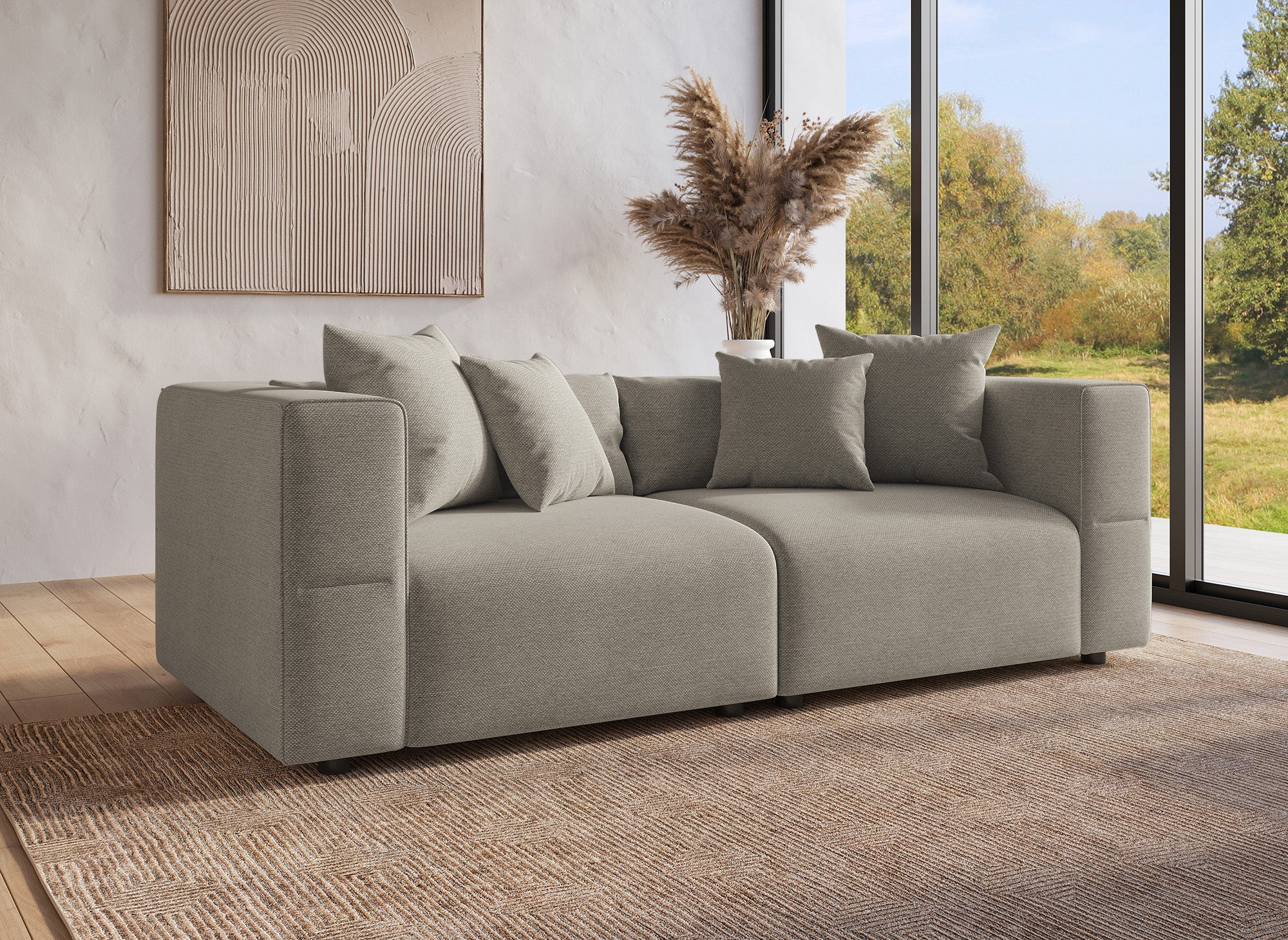 EVELYNE 3-Sitzer-Sofa aus taupefarbenem Stoff