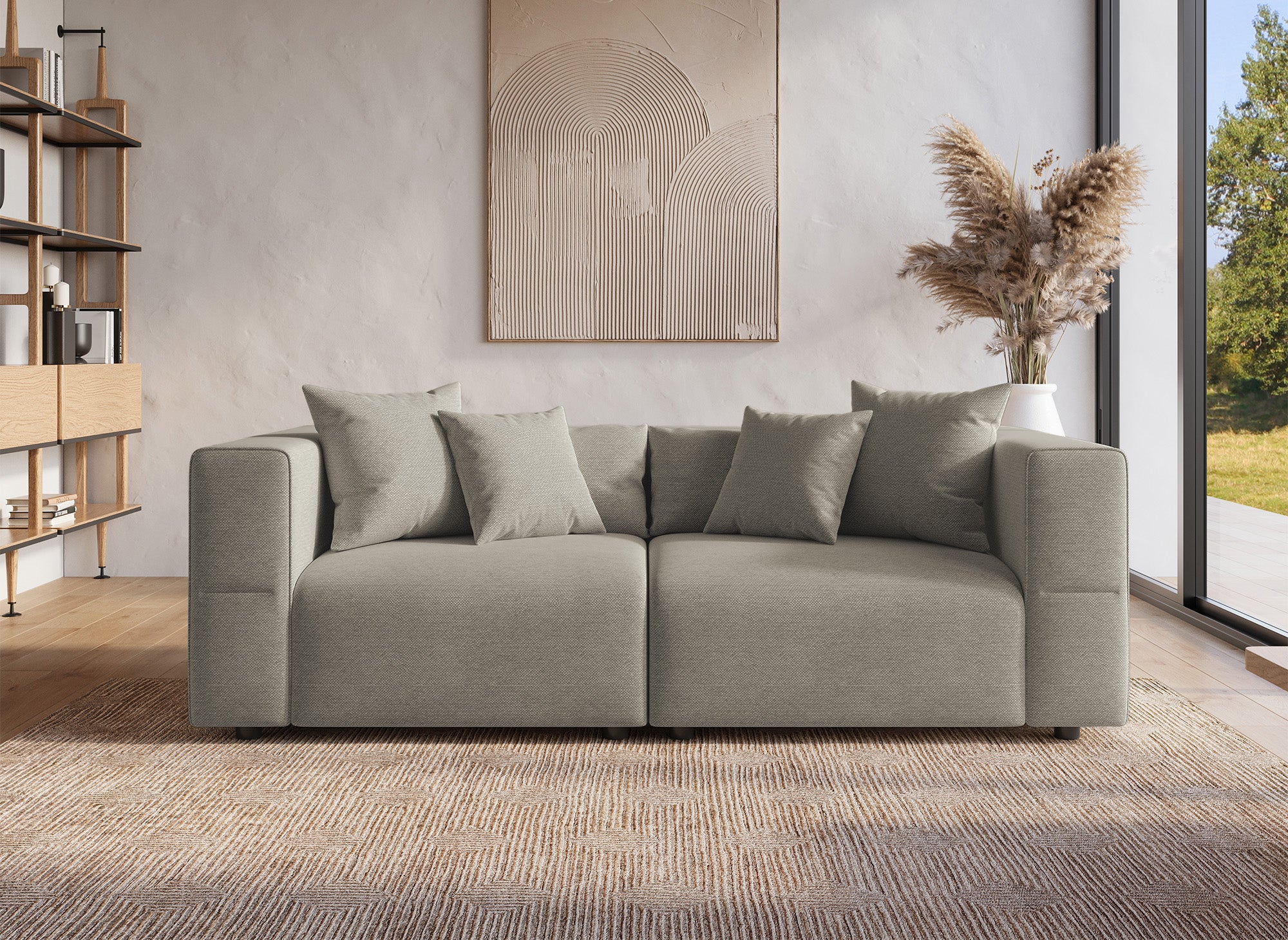EVELYNE 3-Sitzer-Sofa aus taupefarbenem Stoff
