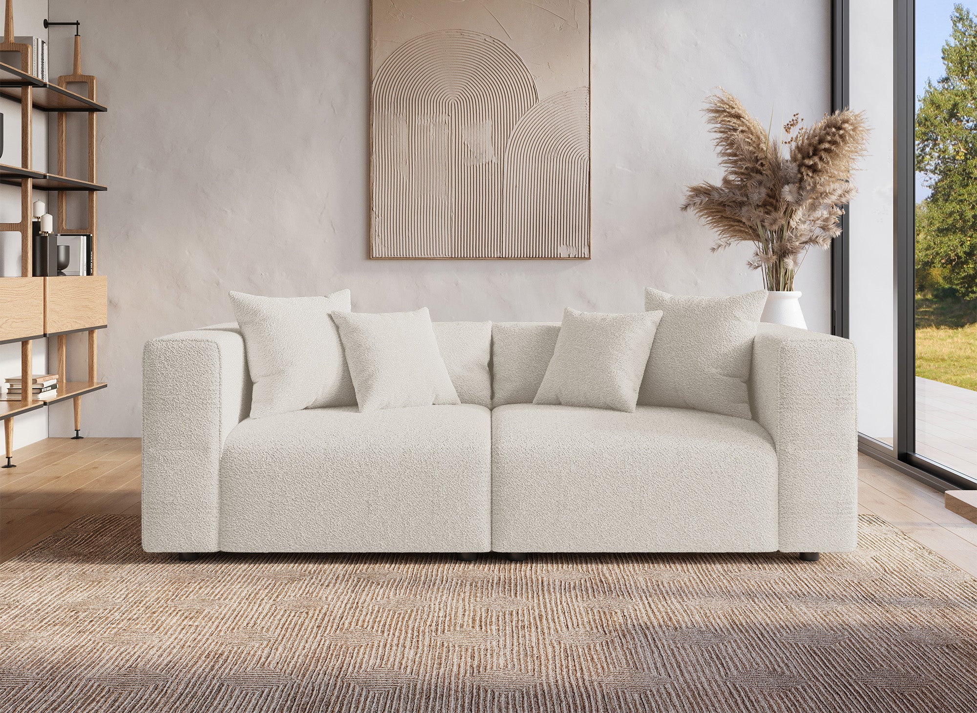 EVELYNE 3-Sitzer-Sofa in beigefarbener Schaffelloptik