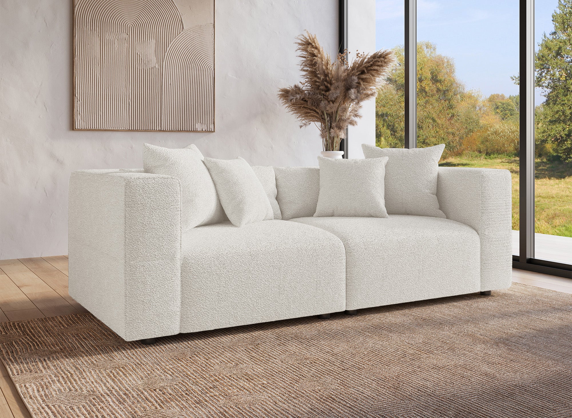 EVELYNE 3-Sitzer-Sofa in beigefarbener Schaffelloptik