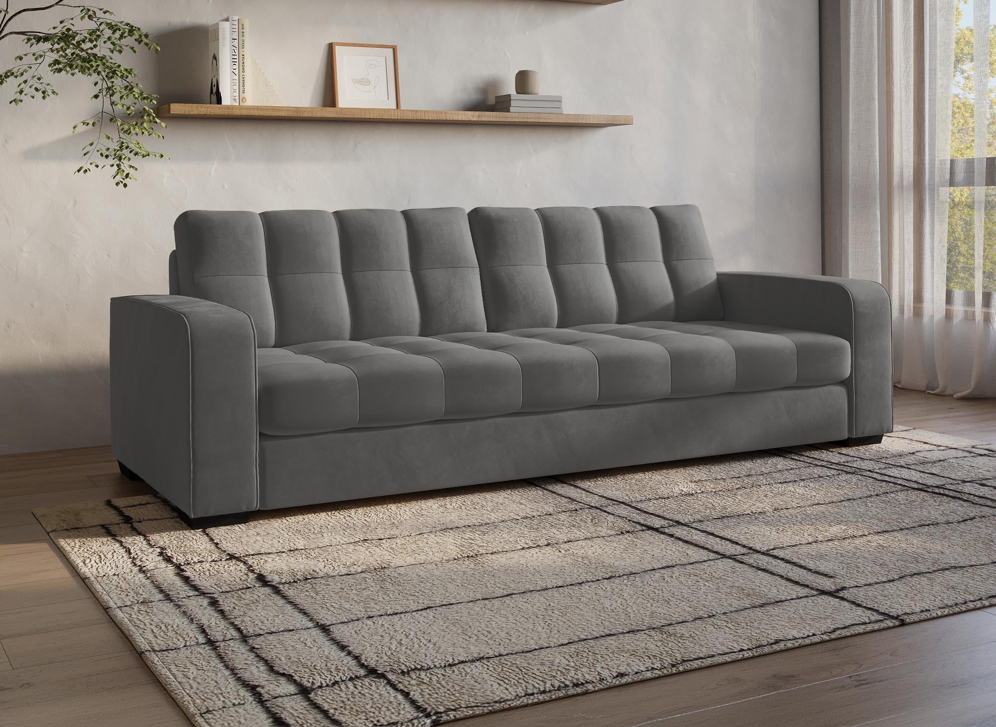 COSMO 3-Sitzer-Sofa aus grauem Samt