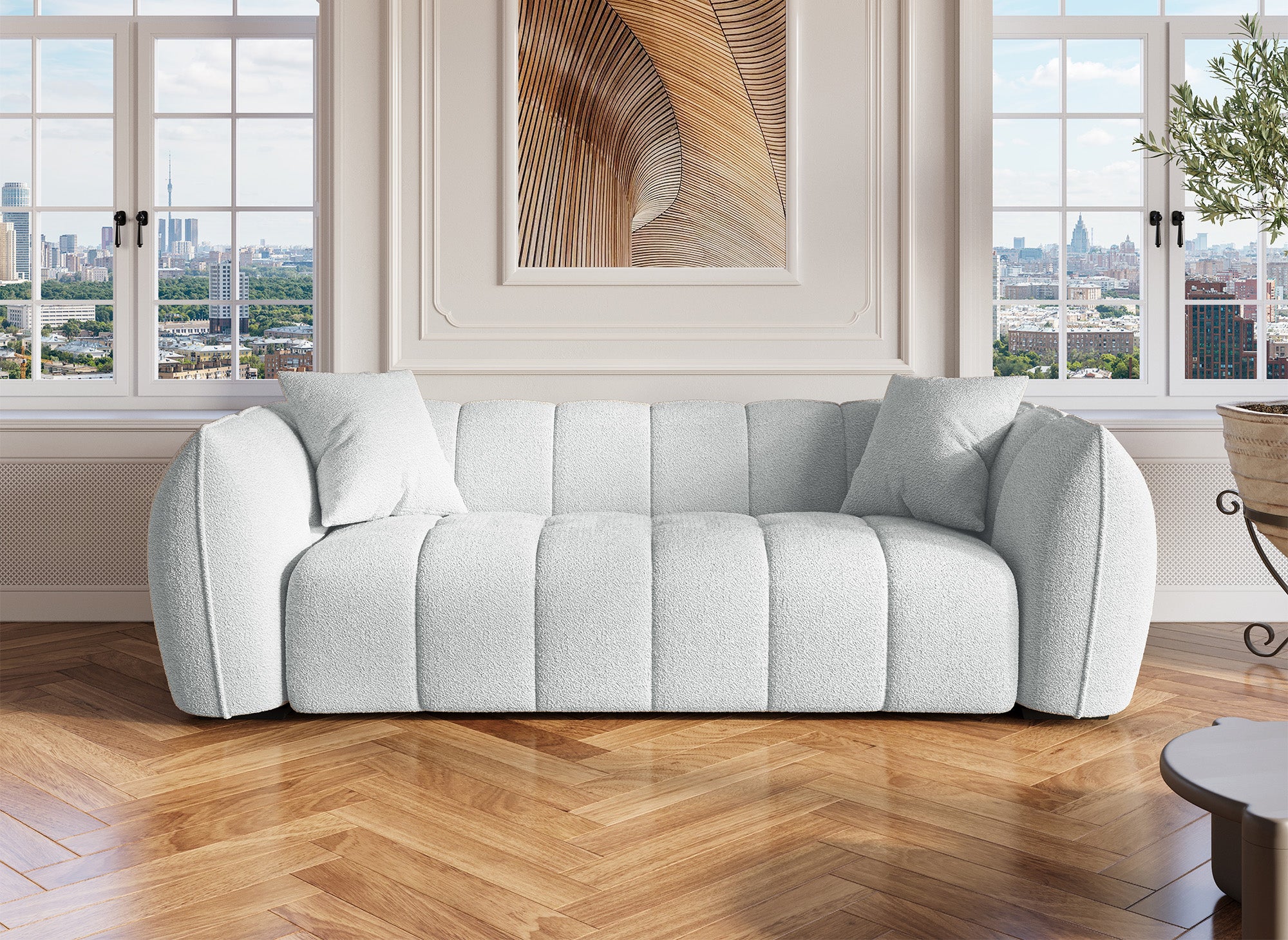 ALISSA 3-Sitzer-Sofa in grauer Schaffelloptik