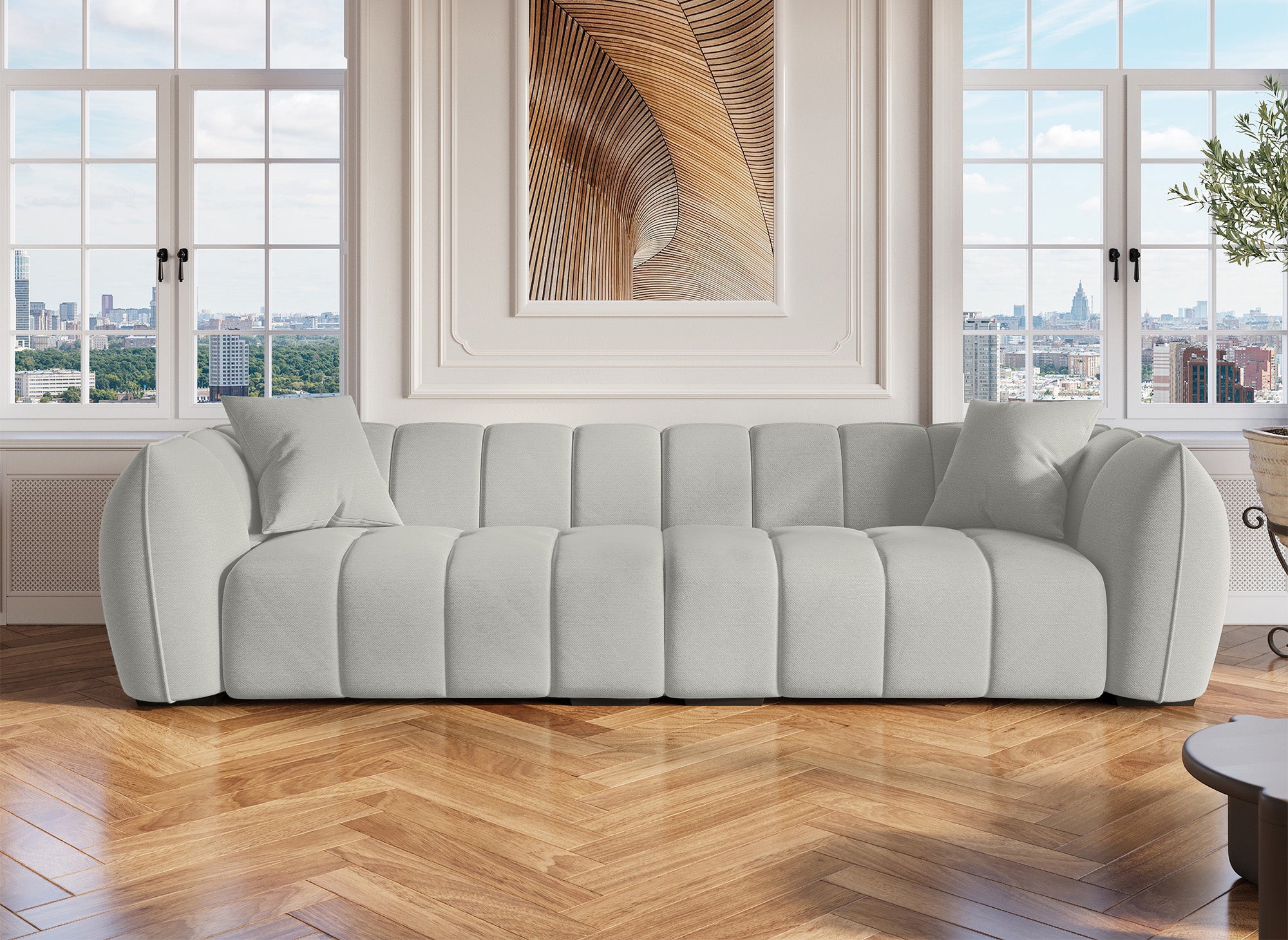 ALISSA 4-Sitzer-Sofa aus grauem Stoff