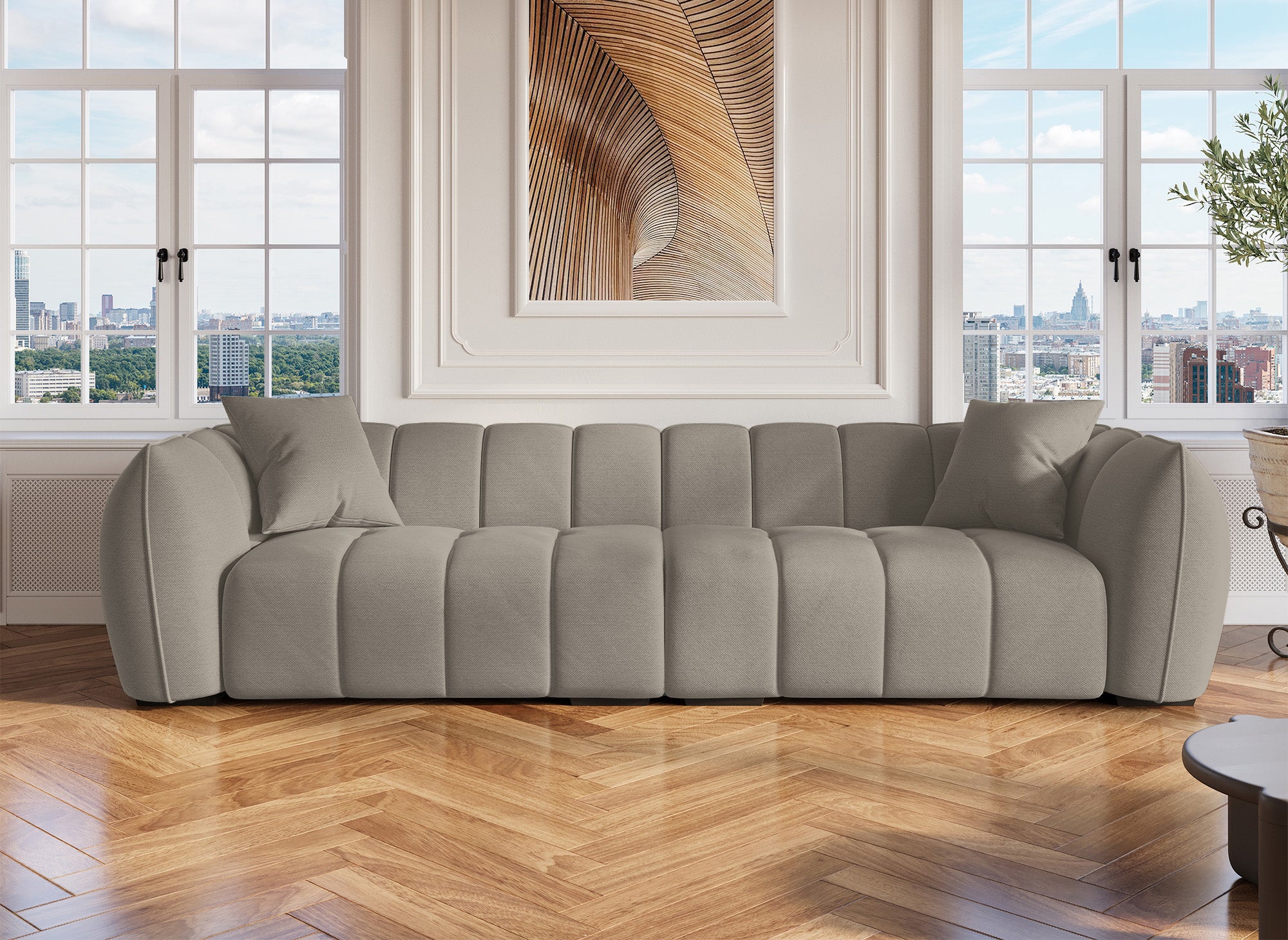 ALISSA 4-Sitzer-Sofa aus taupefarbenem Stoff