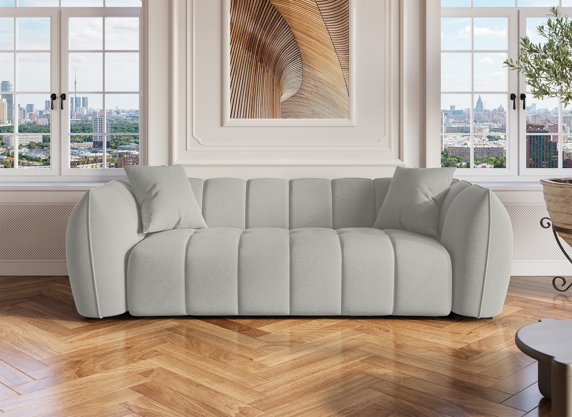 ALISSA 3-Sitzer-Sofa aus grauem Stoff