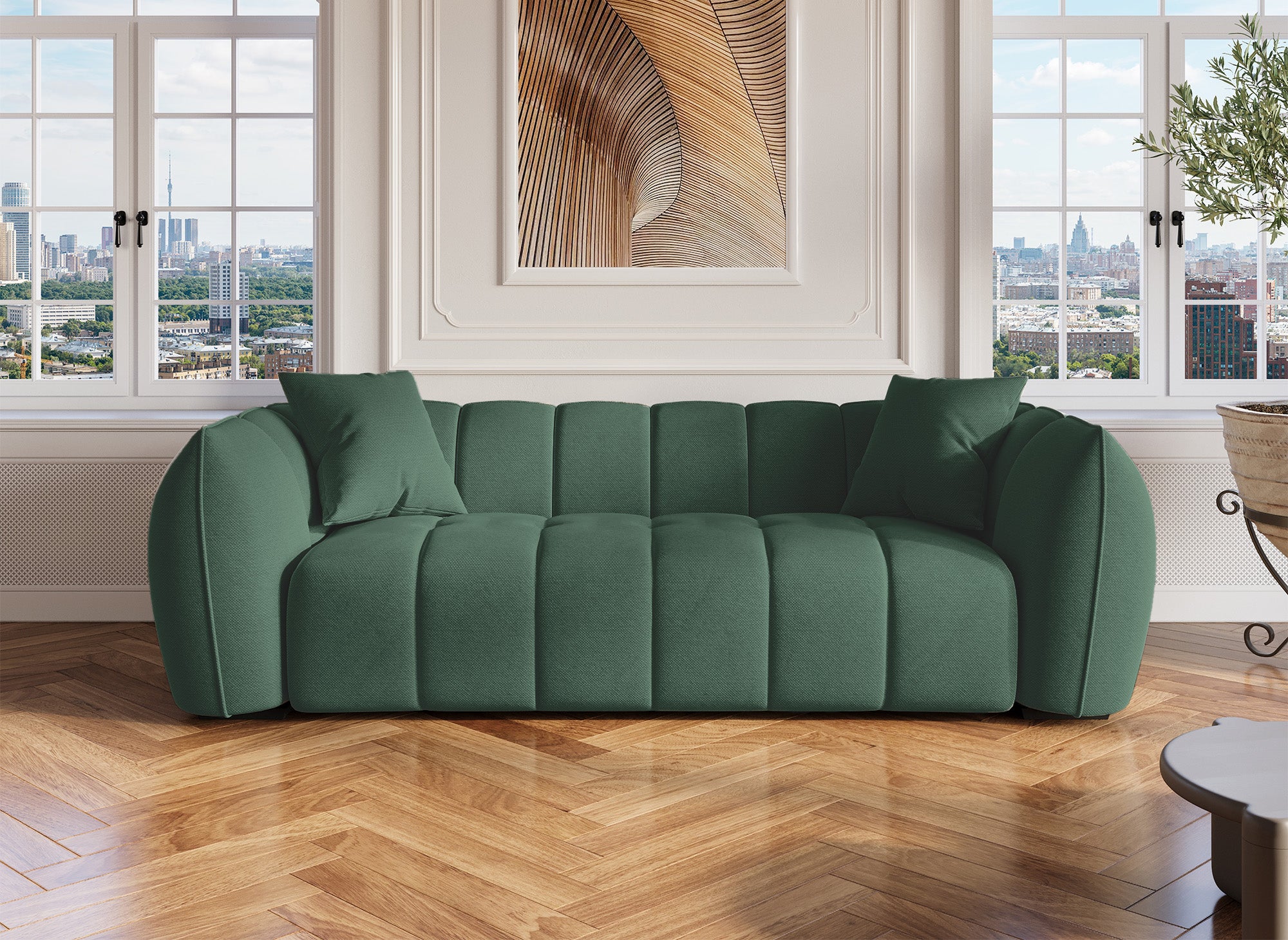 ALISSA 3-Sitzer-Sofa aus grünem Stoff