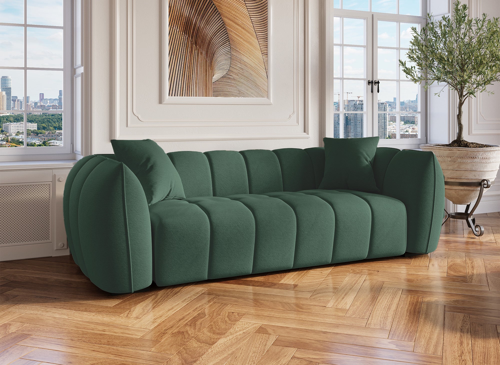 ALISSA 3-Sitzer-Sofa aus grünem Stoff