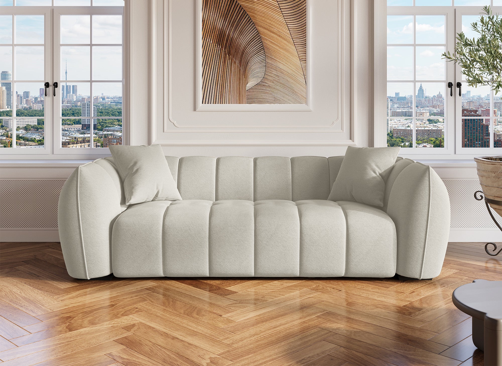 ALISSA 3-Sitzer-Sofa aus beigefarbenem Stoff