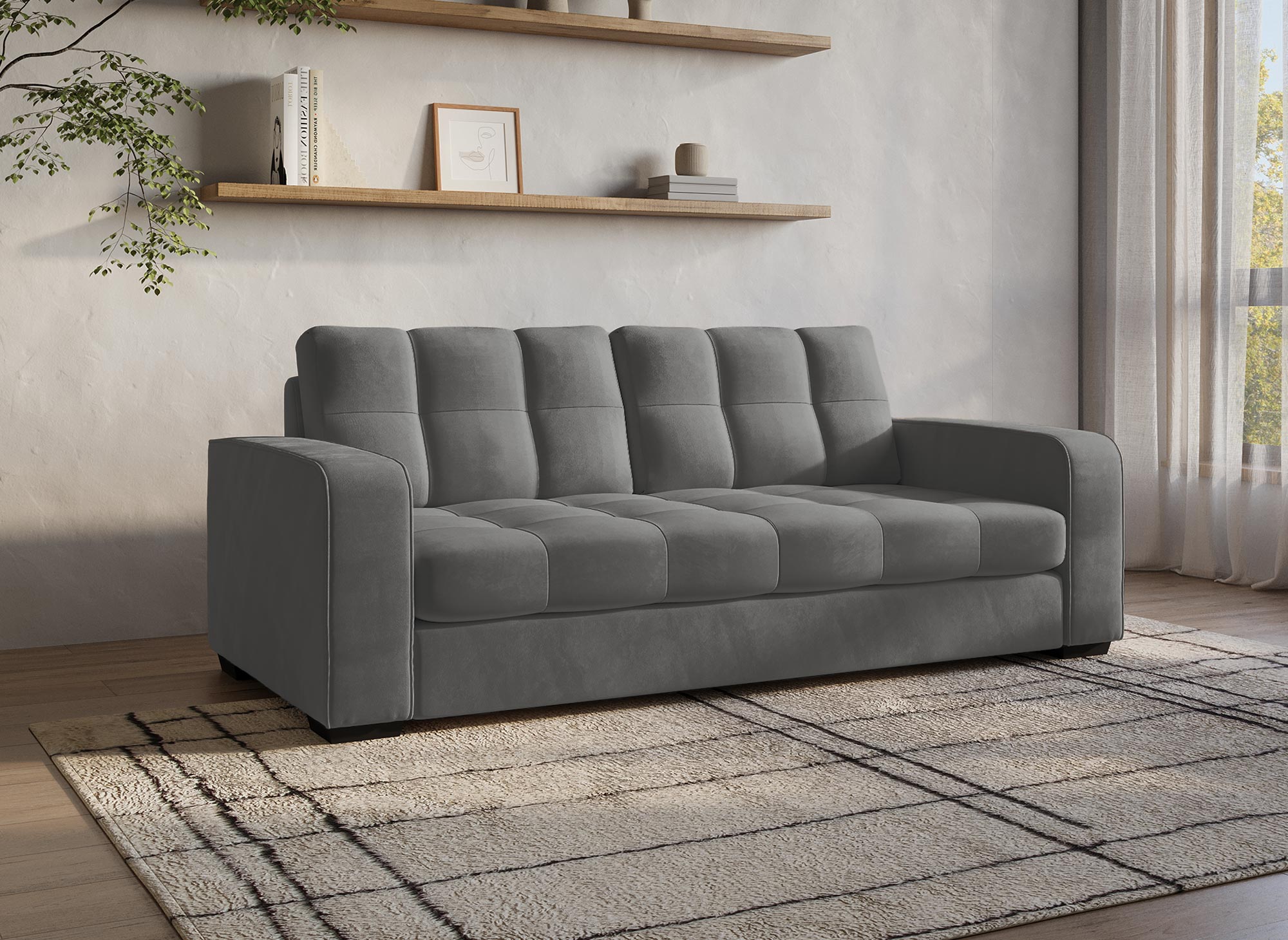 COSMO 2-Sitzer-Sofa aus grauem Samt