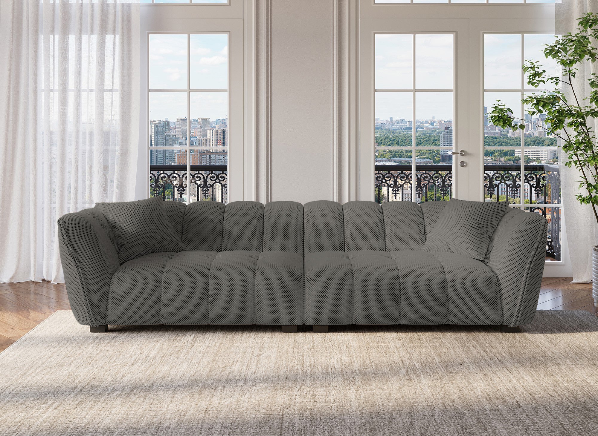 ELENA 4-Sitzer-Sofa aus grauem 3D-Stoff