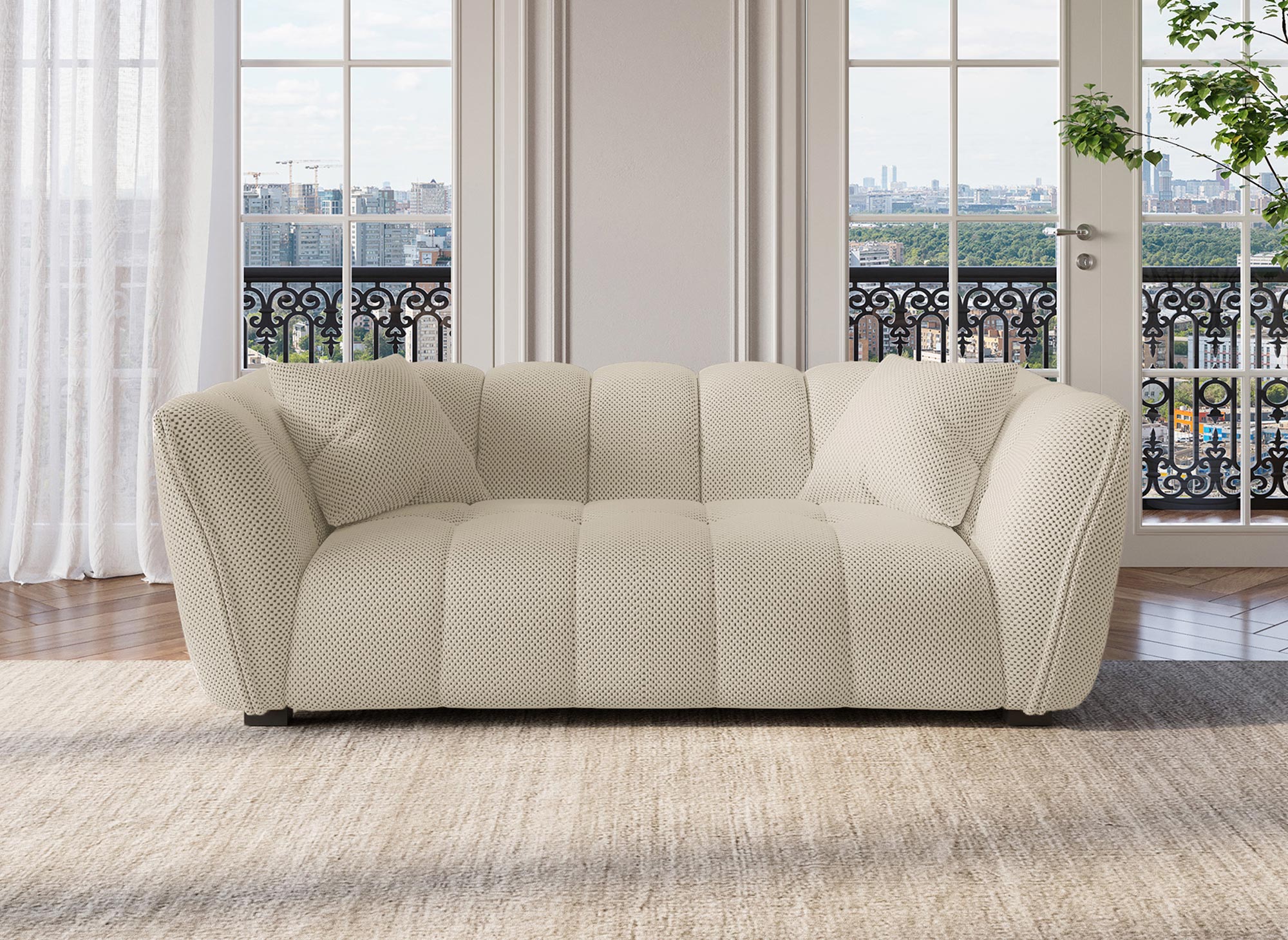 ELENA beige 3D-Stoff 2-Sitzer-Sofa