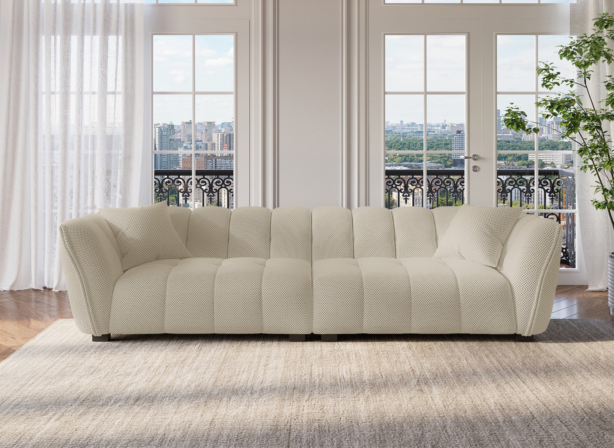 ELENA 4-Sitzer-Sofa aus beigefarbenem 3D-Stoff